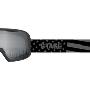 STAGE Big Punk Ski Goggle with Mirror Chrome Smoke lens and Black & White USA Flag Strap