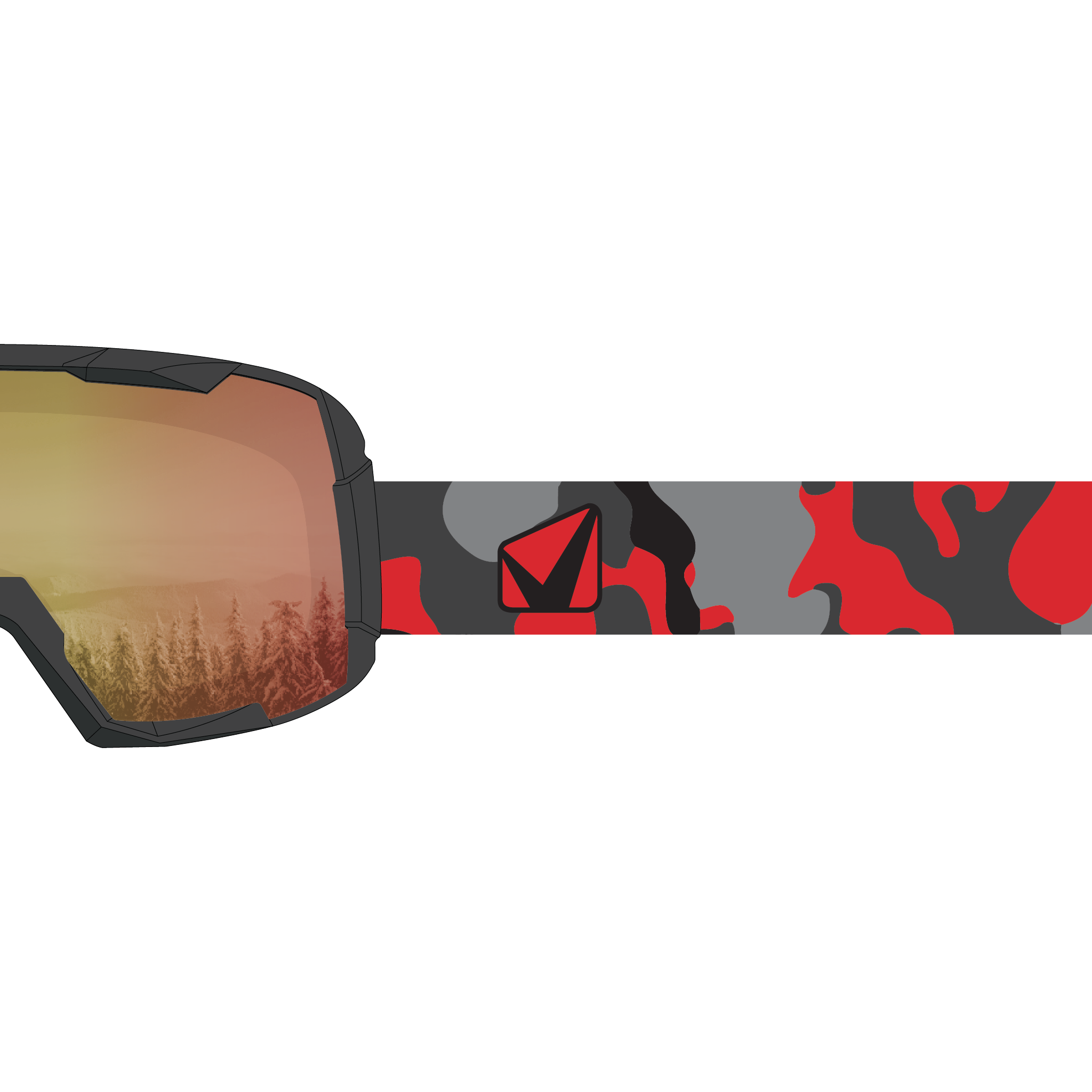 STAGE Big Punk Ski Goggle with Red Revo lens and Red Camo Strap