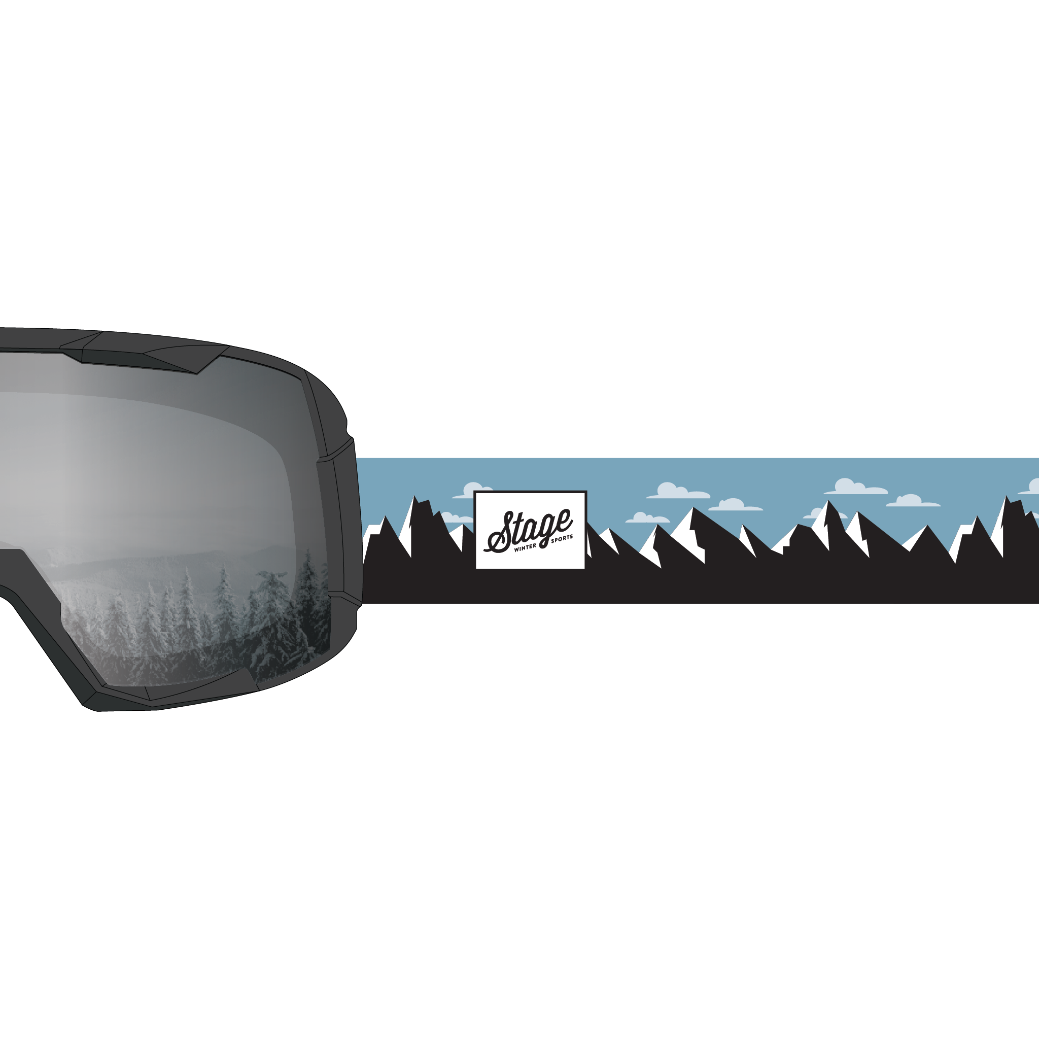 STAGE Big Punk Ski Goggle with Cool Mountain Shadow Strap and Mirror Chrome Smoke lens