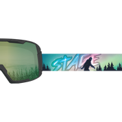 STAGE Big Punk Ski Goggle with Green Revo lens and Disco Yeti strap.