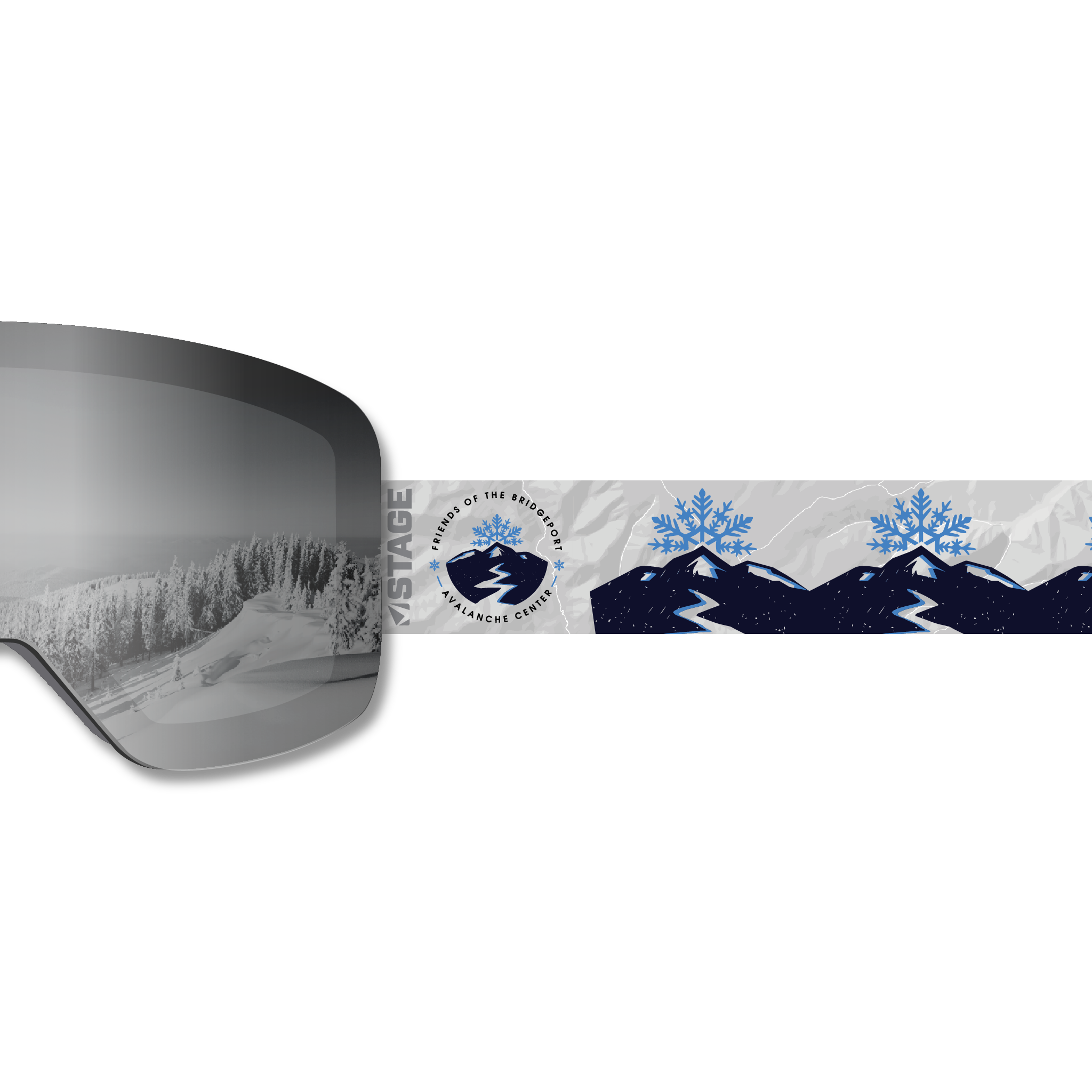 Friends of Bridgeport Avalanche Center Frameless Prop Ski Goggle - Mirror Chrome Smoke Lens