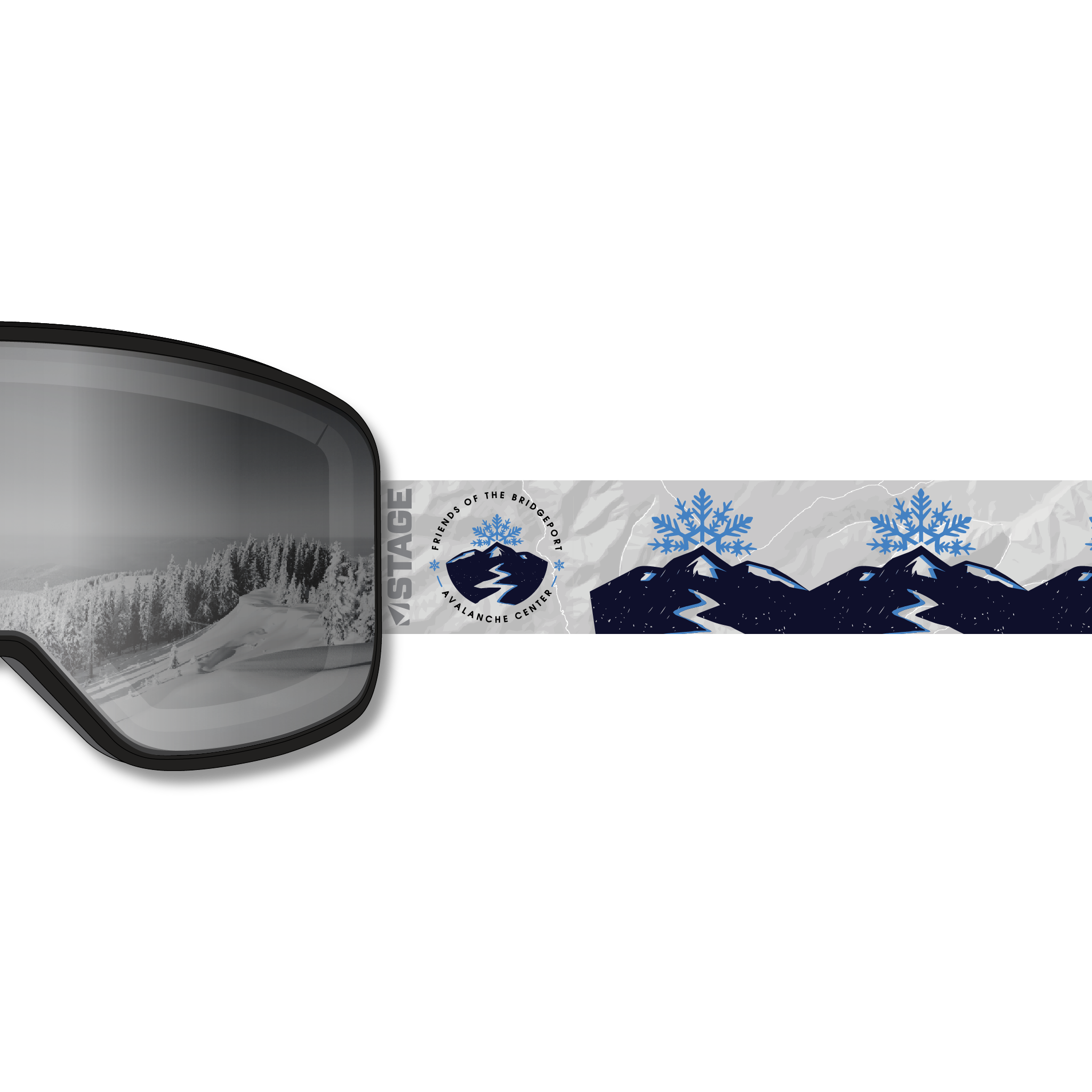 Friends of Bridgeport Avalanche Center Prop Ski Goggle - Black Frame w/ Mirror Chrome Lens - Adult Universal