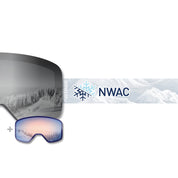 The Northwest Avalanche Center Propnetic Magnetic Ski Goggle featuring the Mirror Chrome and Detector Revo lenses.