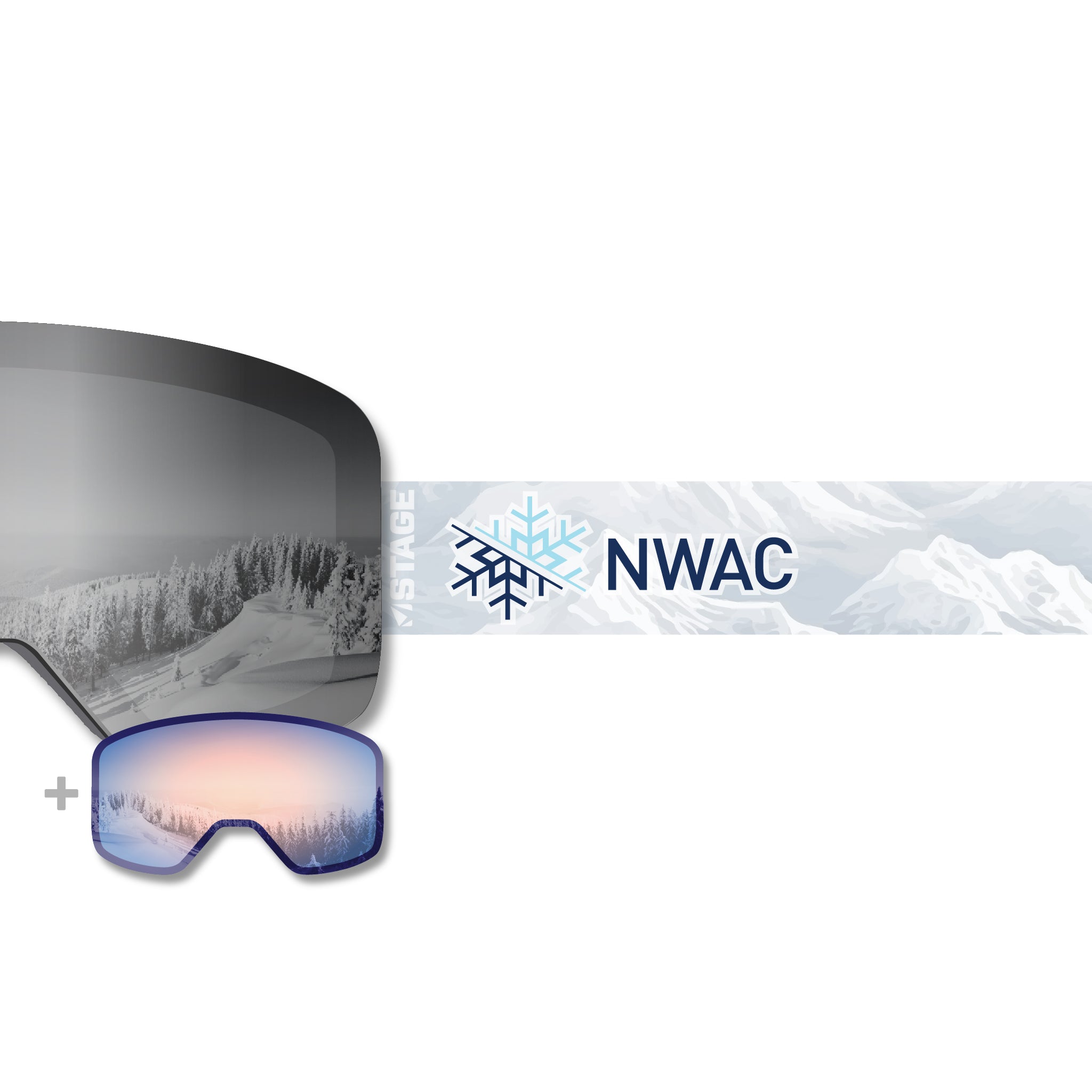 The Northwest Avalanche Center Propnetic Magnetic Ski Goggle featuring the Mirror Chrome and Detector Revo lenses.