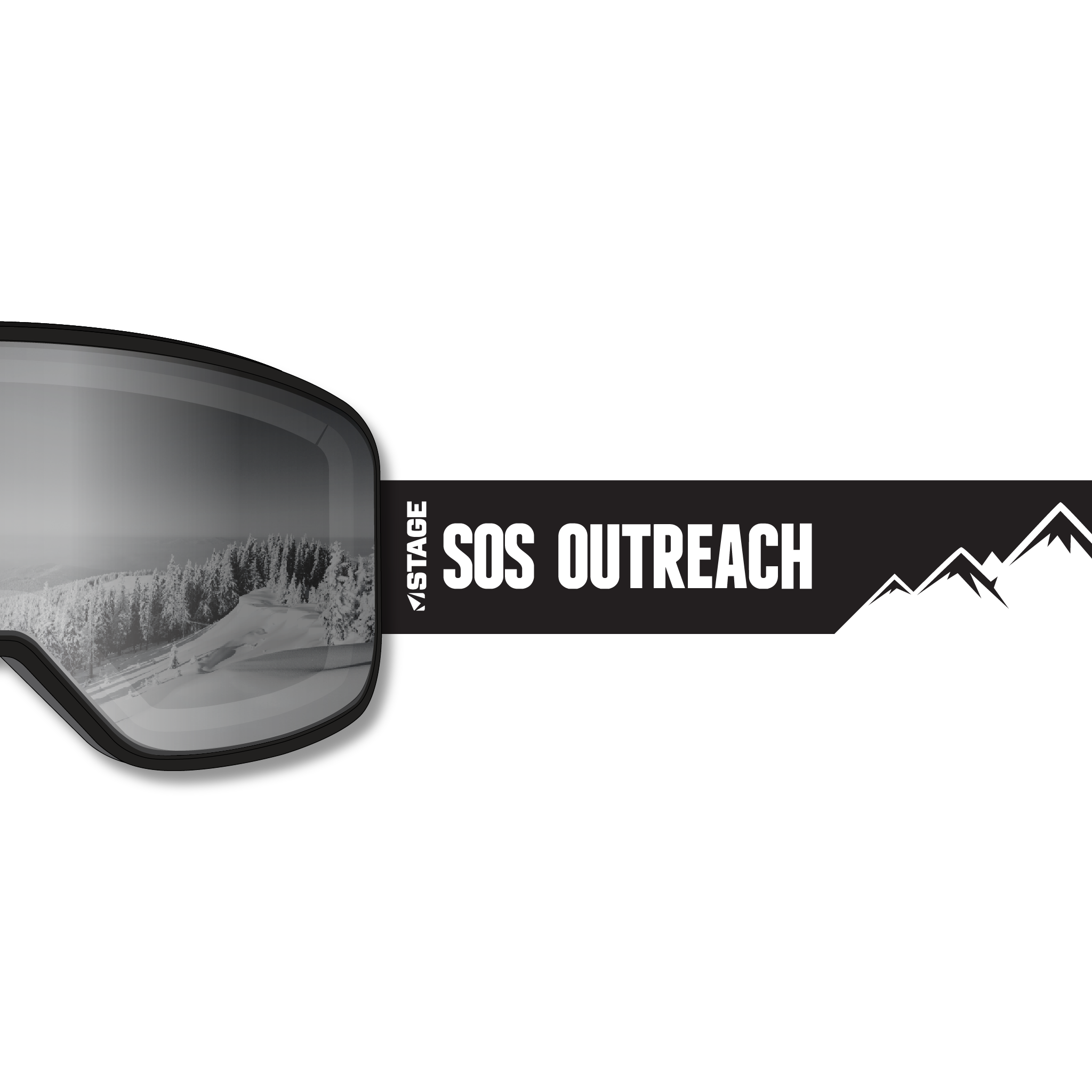 SOS Outreach Prop Ski Goggle - Black Frame w/ Mirror Chrome Lens - Adult Universal