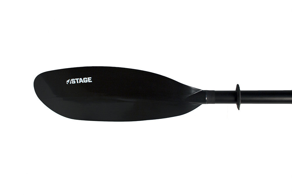 The STAGE 2-Piece Aluminum Kayak Paddle has a blade shaped perfectly for kayaking