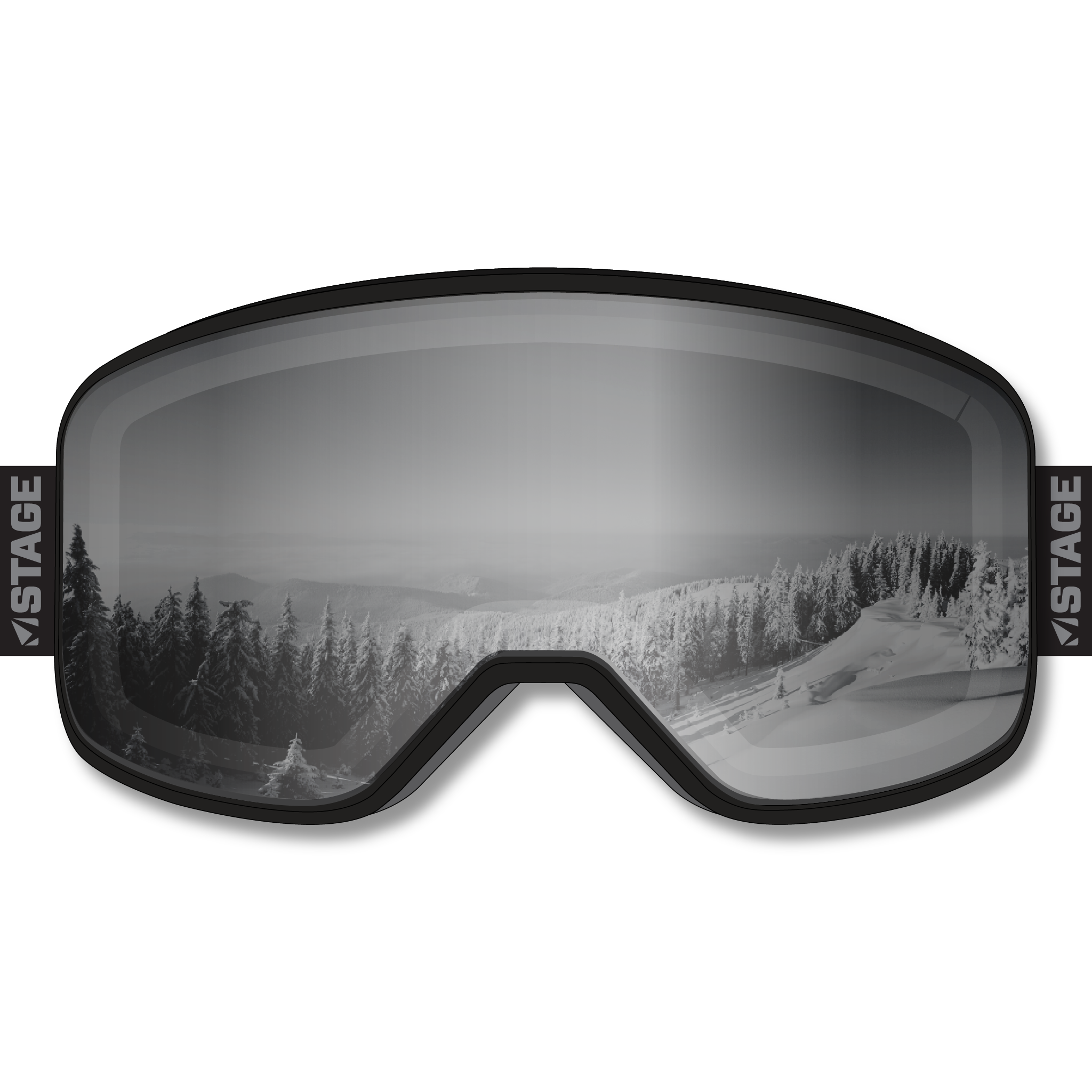 Alaska Avalanche Prop Ski Goggle - Black Frame w/ Mirror Chrome Lens - Adult Universal