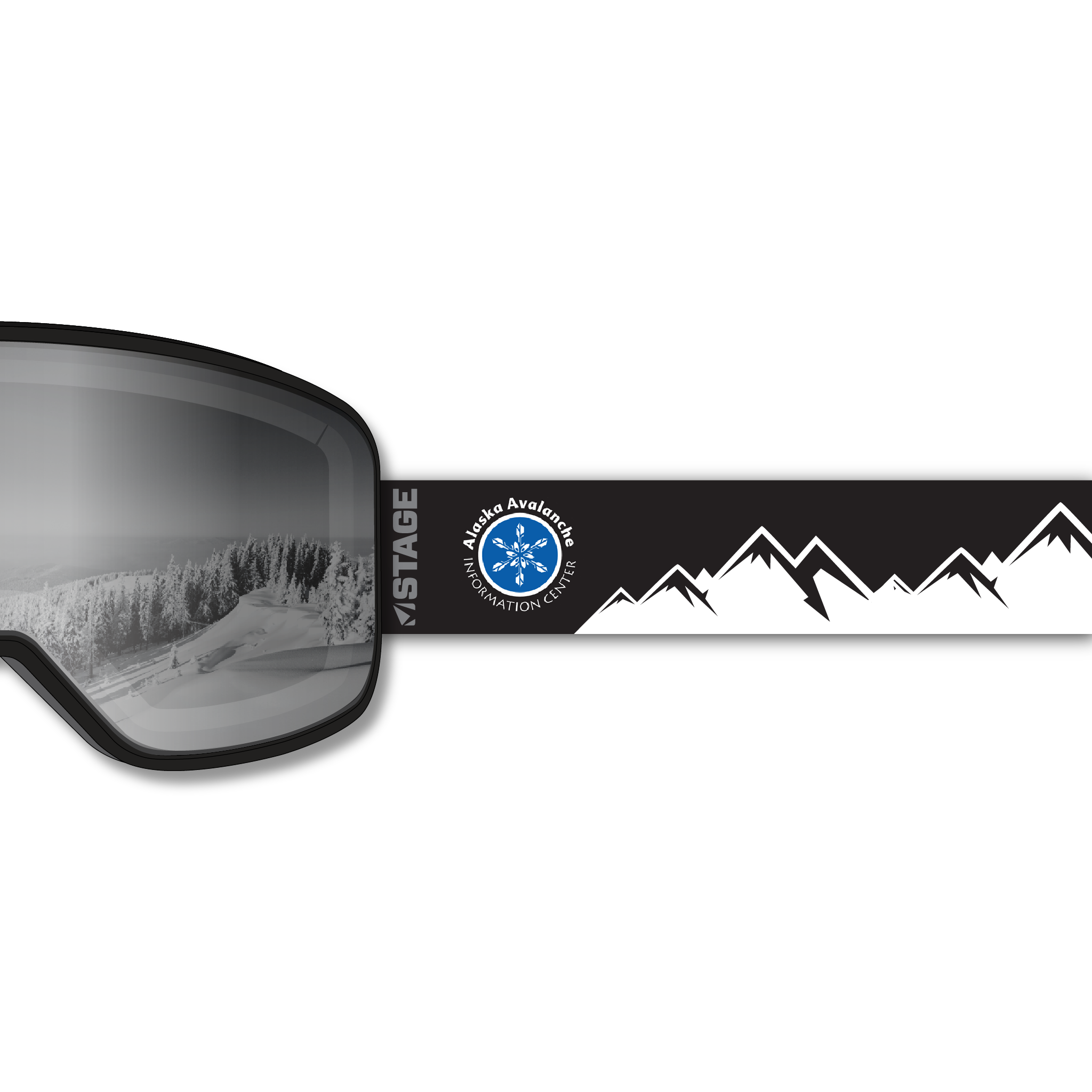 Alaska Avalanche Prop Ski Goggle - Black Frame w/ Mirror Chrome Lens - Adult Universal