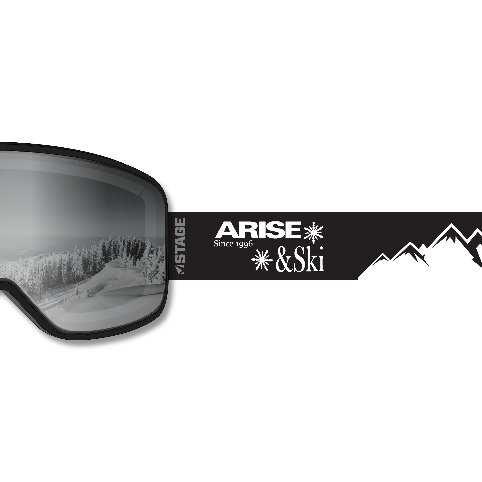 Arise & Ski Prop Ski Goggle - Black Frame w/ Mirror Chrome Lens - Adult Universal