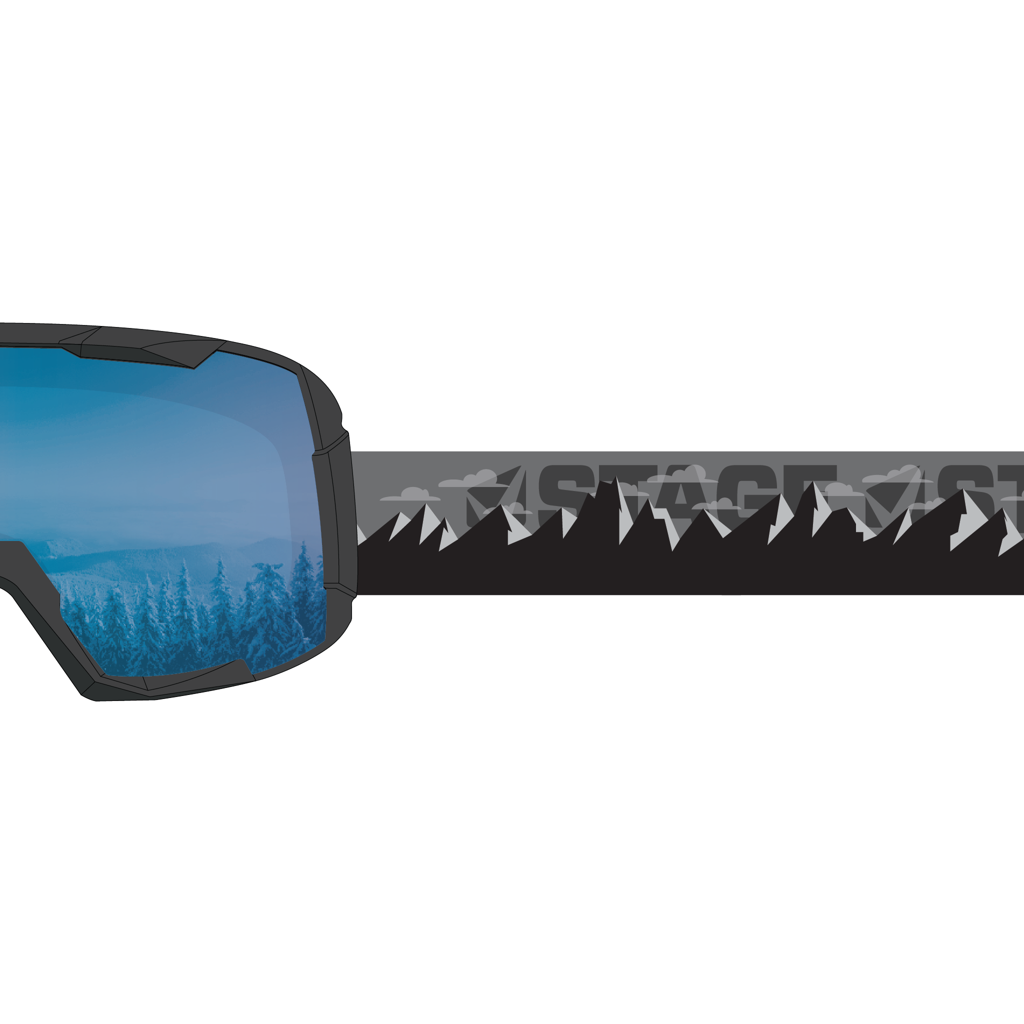 STAGE Big Punk Ski Goggle with Blue Revo Lens and Mountain Shadow strap