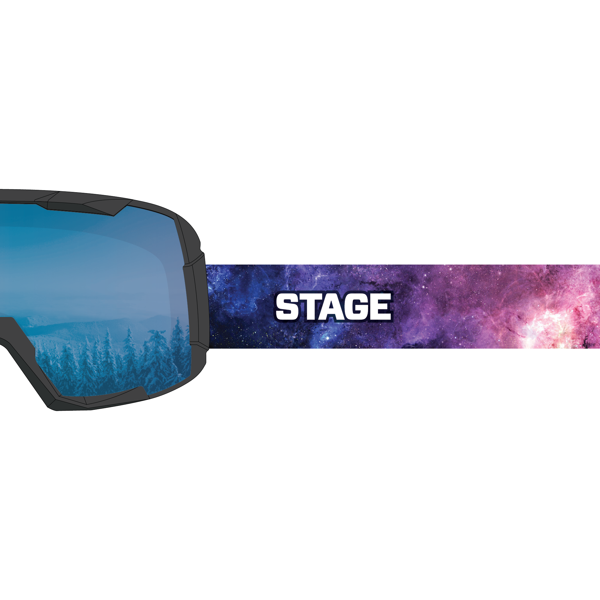 STAGE Big Punk Ski Goggle with Blue Revo lens and Purple Galaxy strap