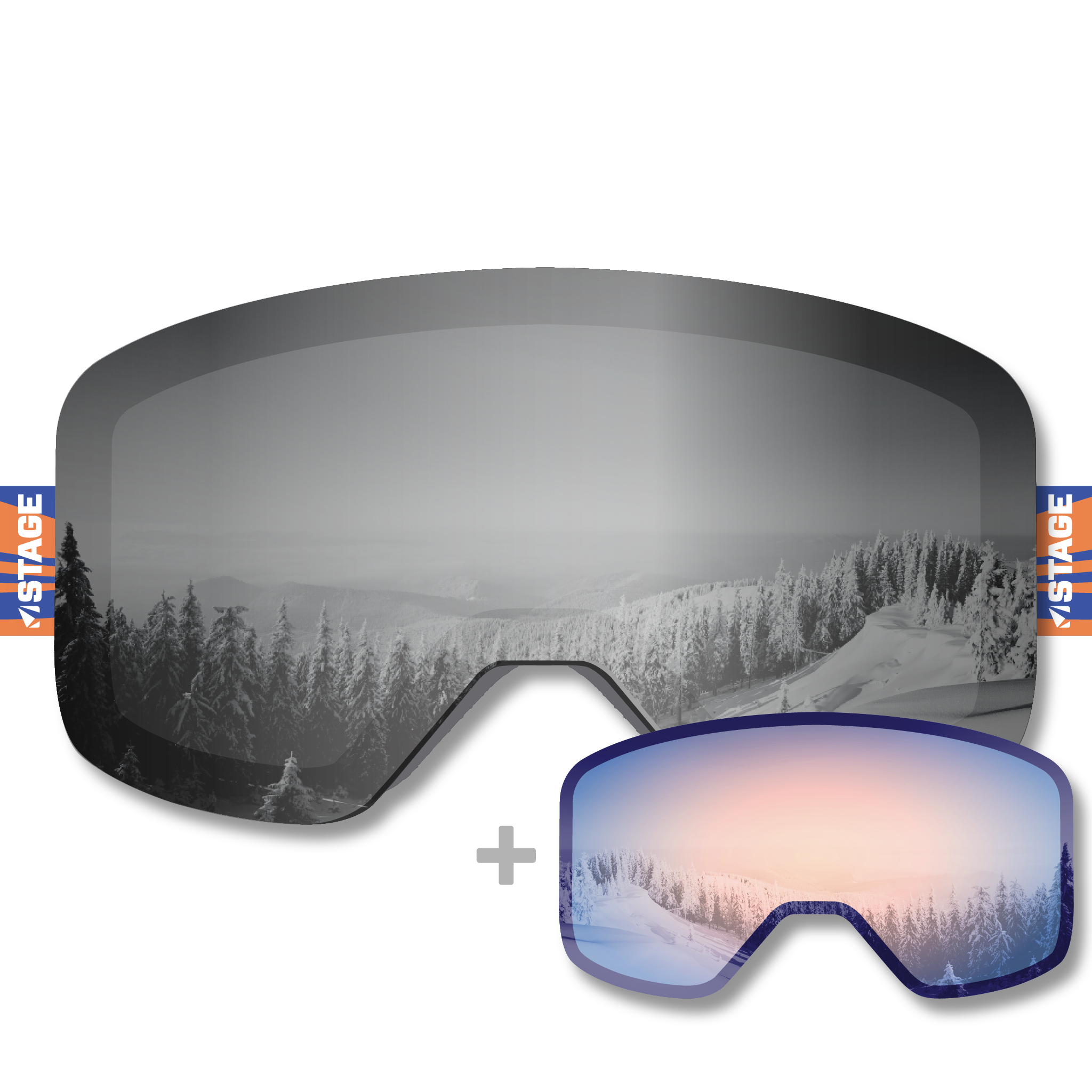 Product shot of the Challenged Athletes of West Virginia Propnetic Magnetic Ski Goggle which includes the Detector Revo Lens and Mirror Chrome Smoke lens.