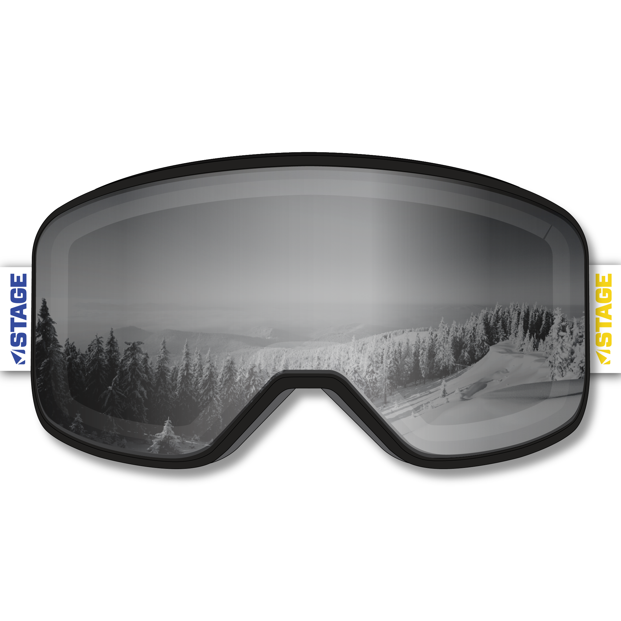 Lounsbury Adaptive Ski Program Prop Ski Goggle - Black Frame w/ Mirror Chrome Lens - Adult Universal