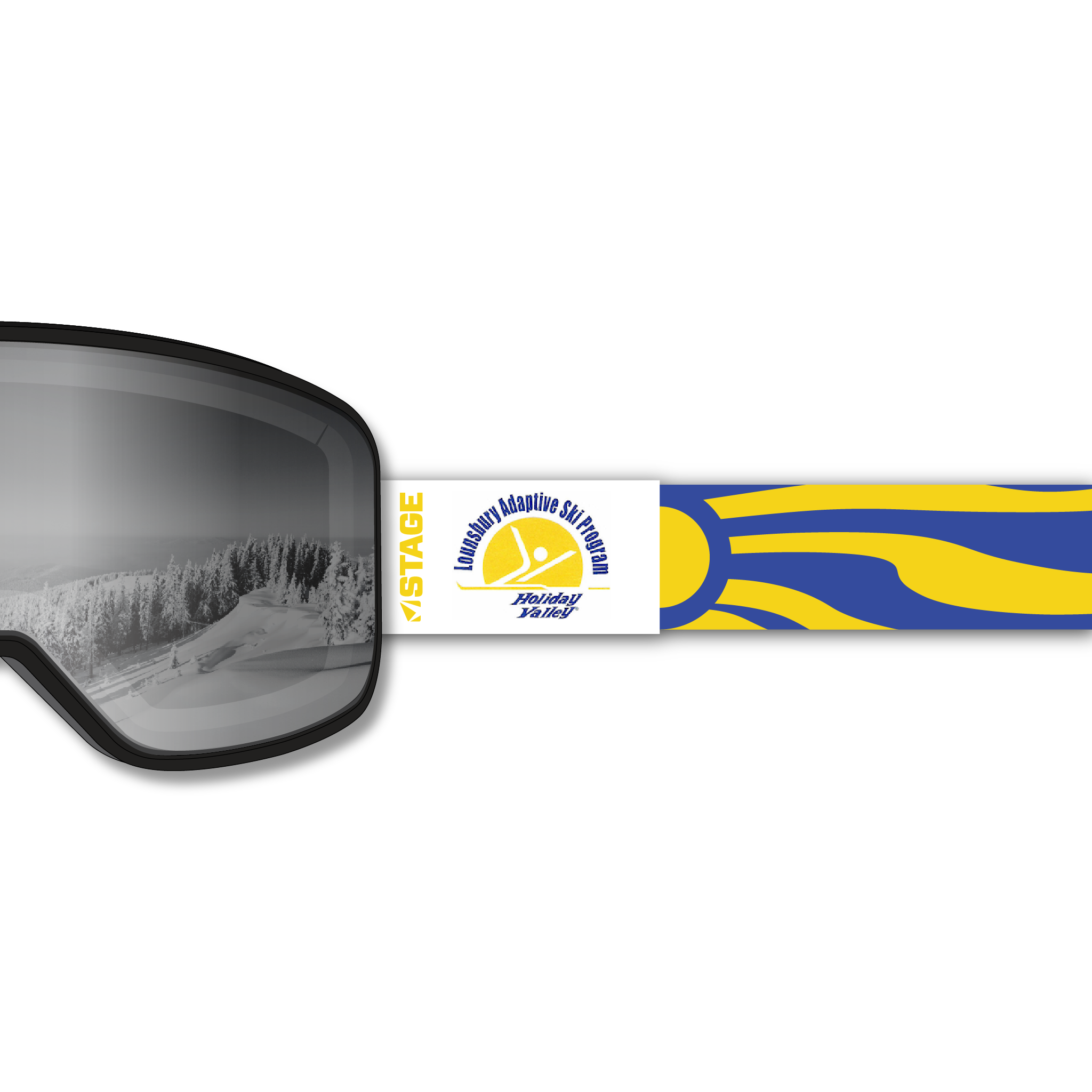 Lounsbury Adaptive Ski Program Prop Ski Goggle - Black Frame w/ Mirror Chrome Lens - Adult Universal