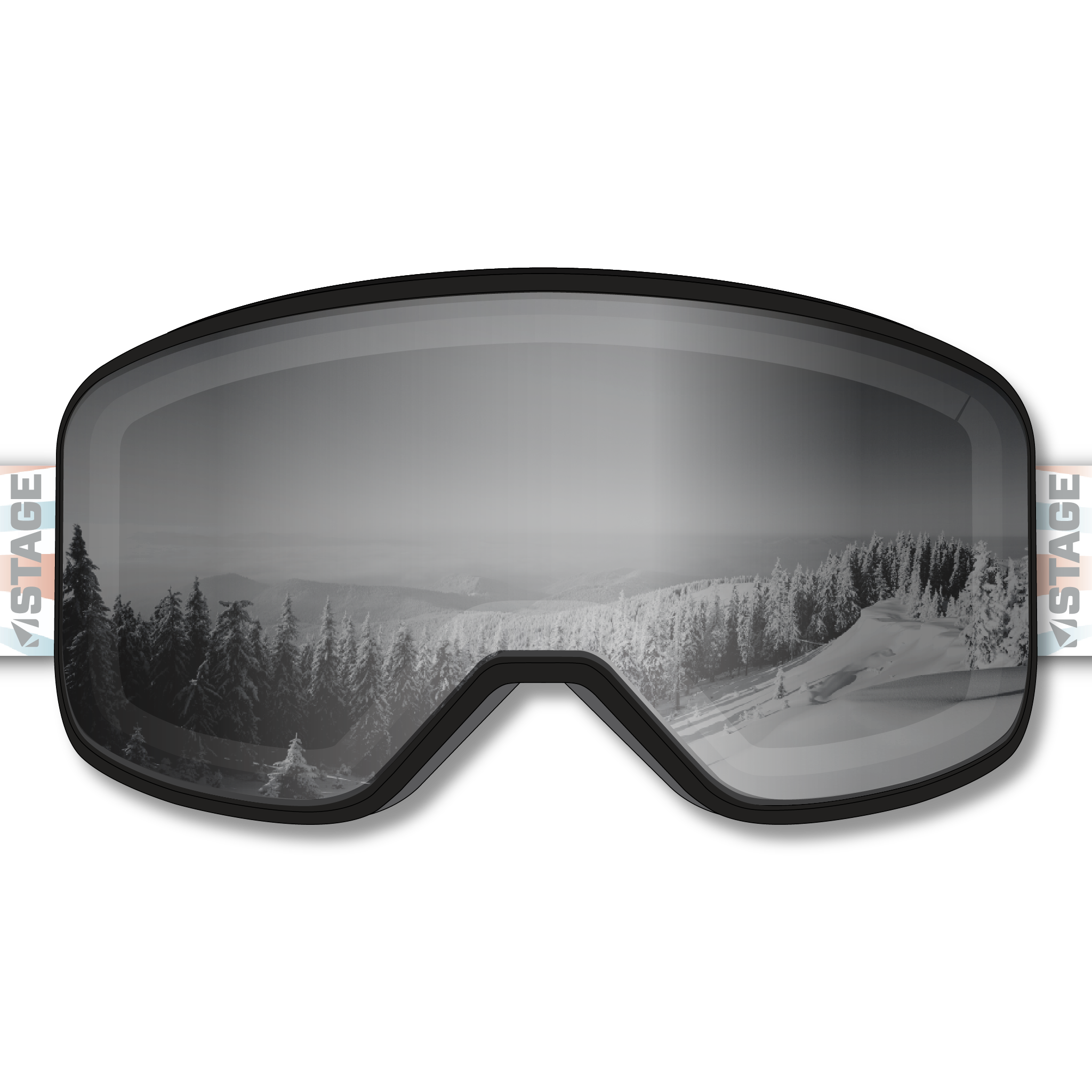 Maine Adaptive Prop Ski Goggle - Black Frame w/ Mirror Chrome Lens - Adult Universal