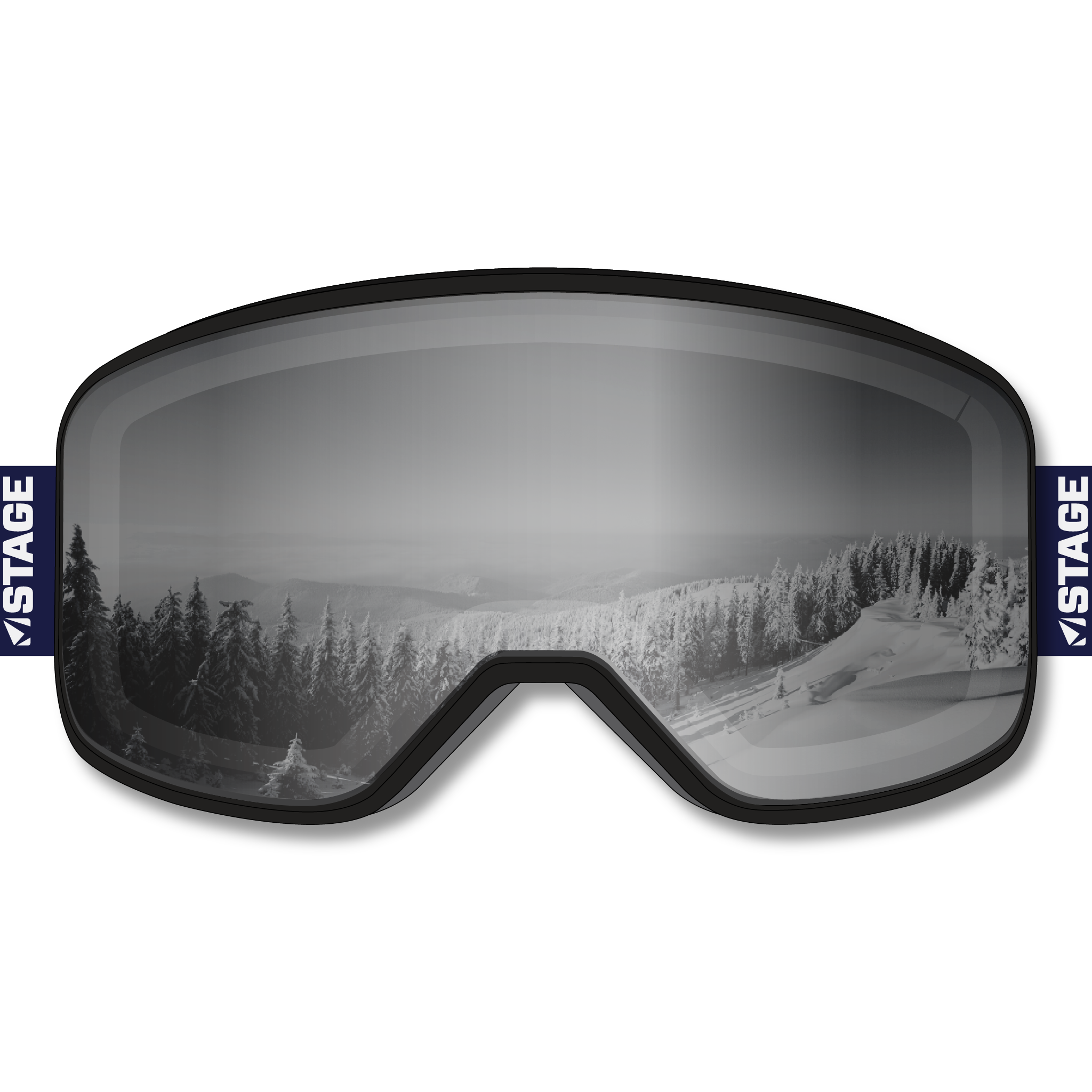 New England Disabled Sports Prop Ski Goggle - Black Frame w/ Mirror Chrome Lens - Adult Universal
