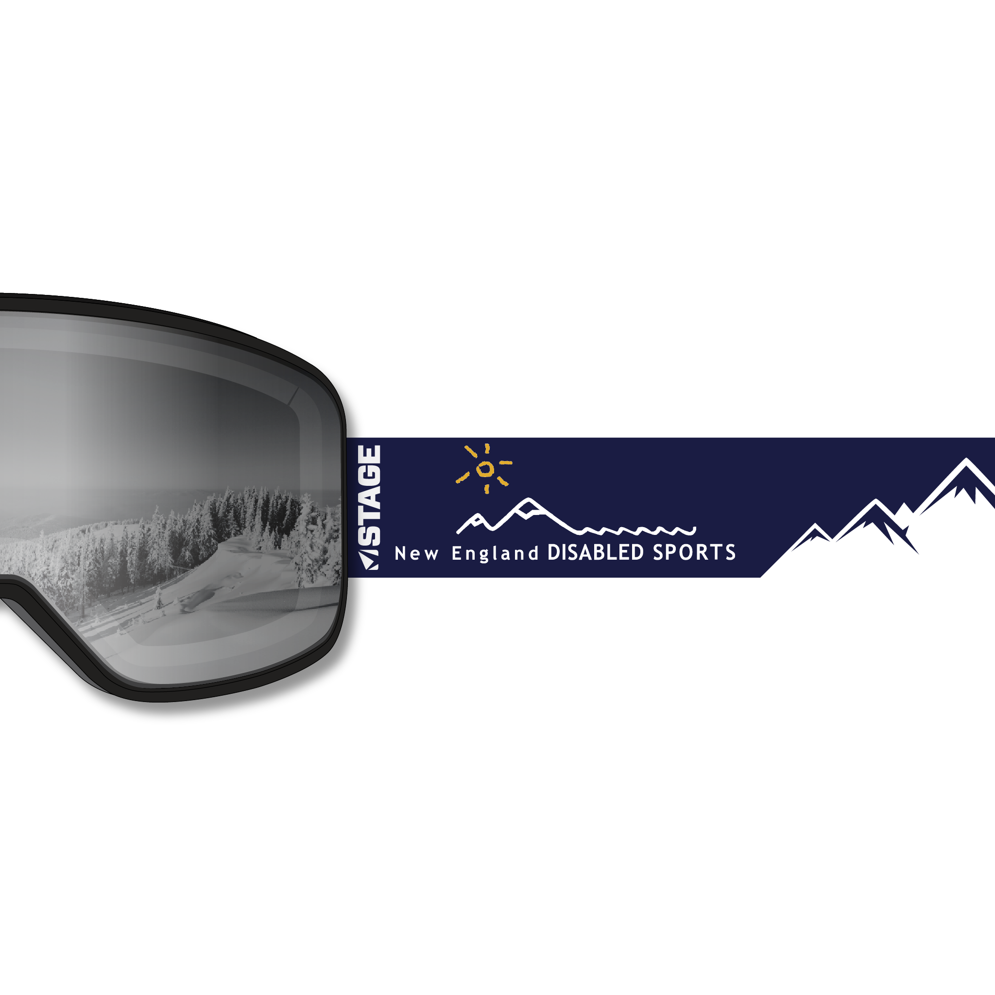 New England Disabled Sports Prop Ski Goggle - Black Frame w/ Mirror Chrome Lens - Adult Universal