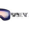 The STAGE Prop Black Ski Goggle with Detector Revo Lens and Snow Camo goggle strap.