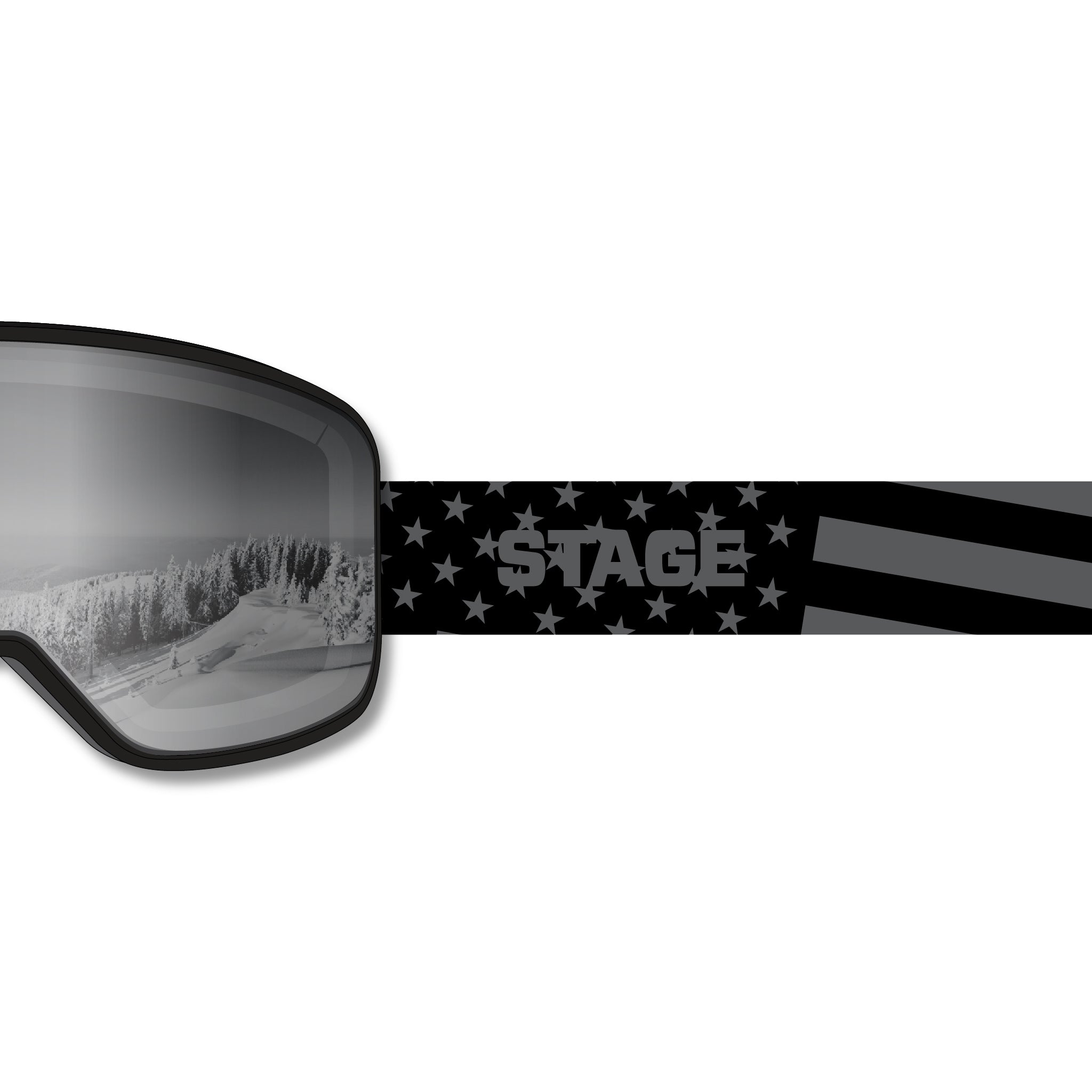 Prop Ski Goggle - Black Frame w/ Mirror Chrome Lens - Adult Universal
