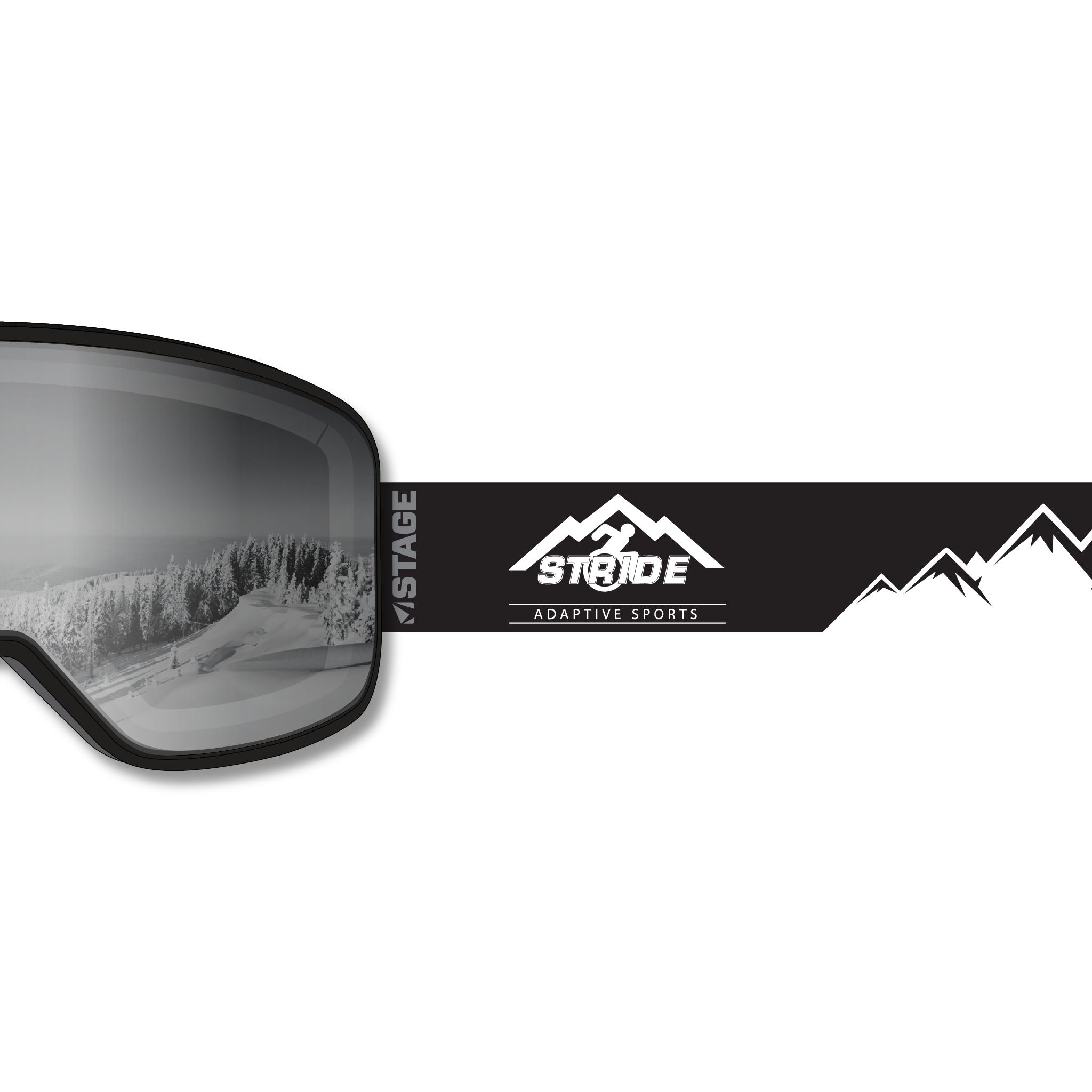 STRIDE Prop Ski Goggle - Black Frame w/ Mirror Chrome Lens - Adult Universal