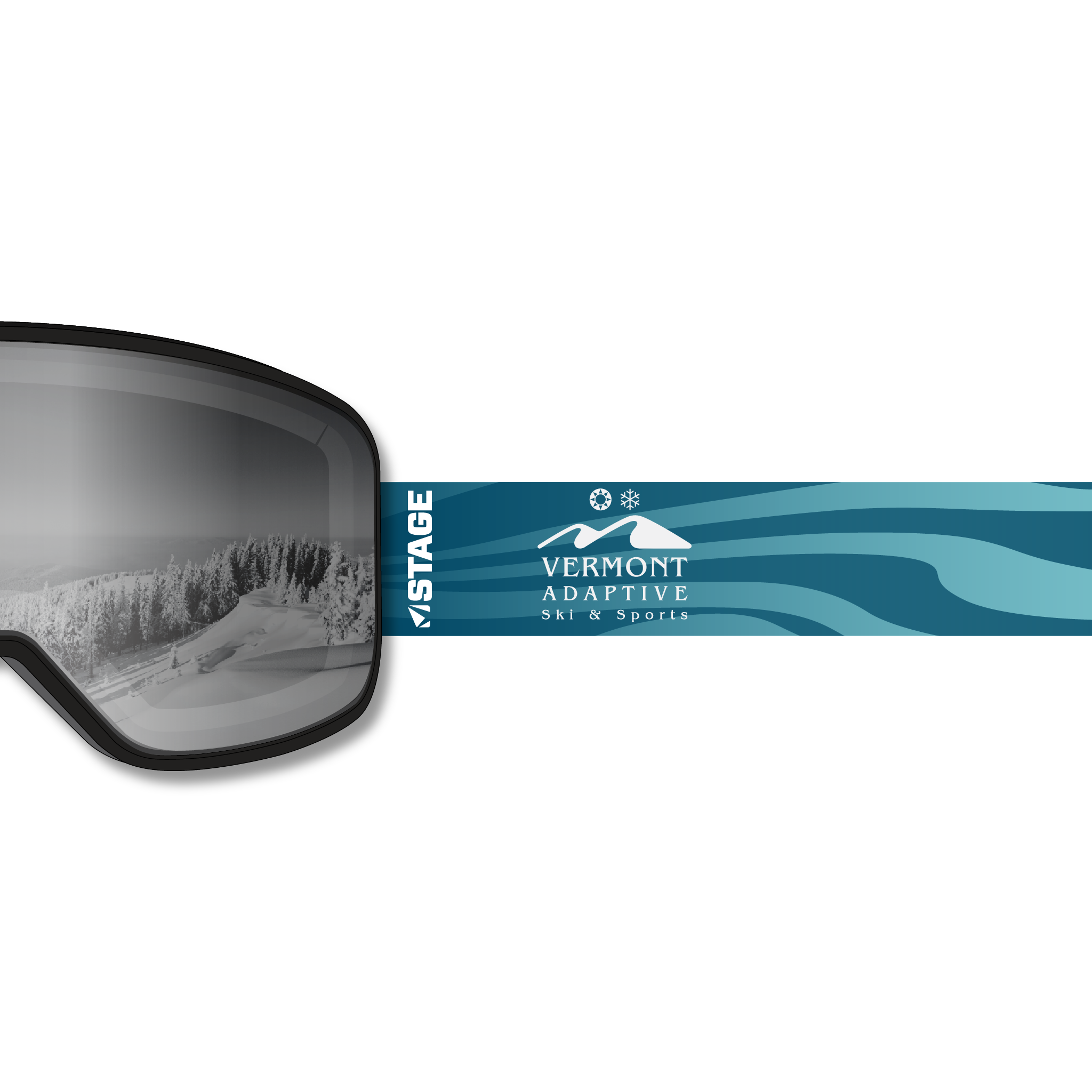 Vermont Adaptive Prop Ski Goggle - Black Frame w/ Mirror Chrome Lens - Adult Universal