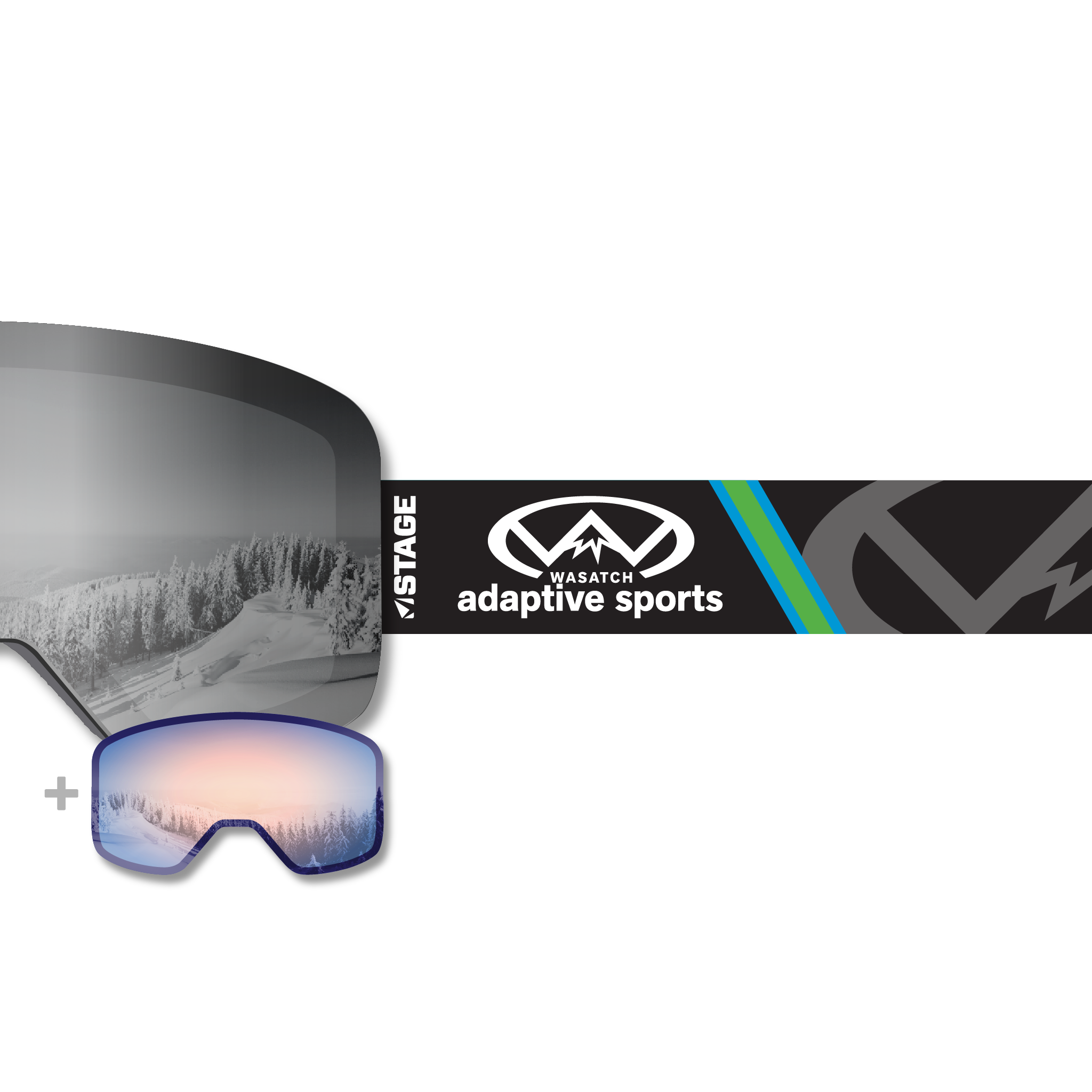 Wasatch Adaptive Sports [black strap] Frameless Prop Ski Goggle - Mirror Chrome Smoke Lens