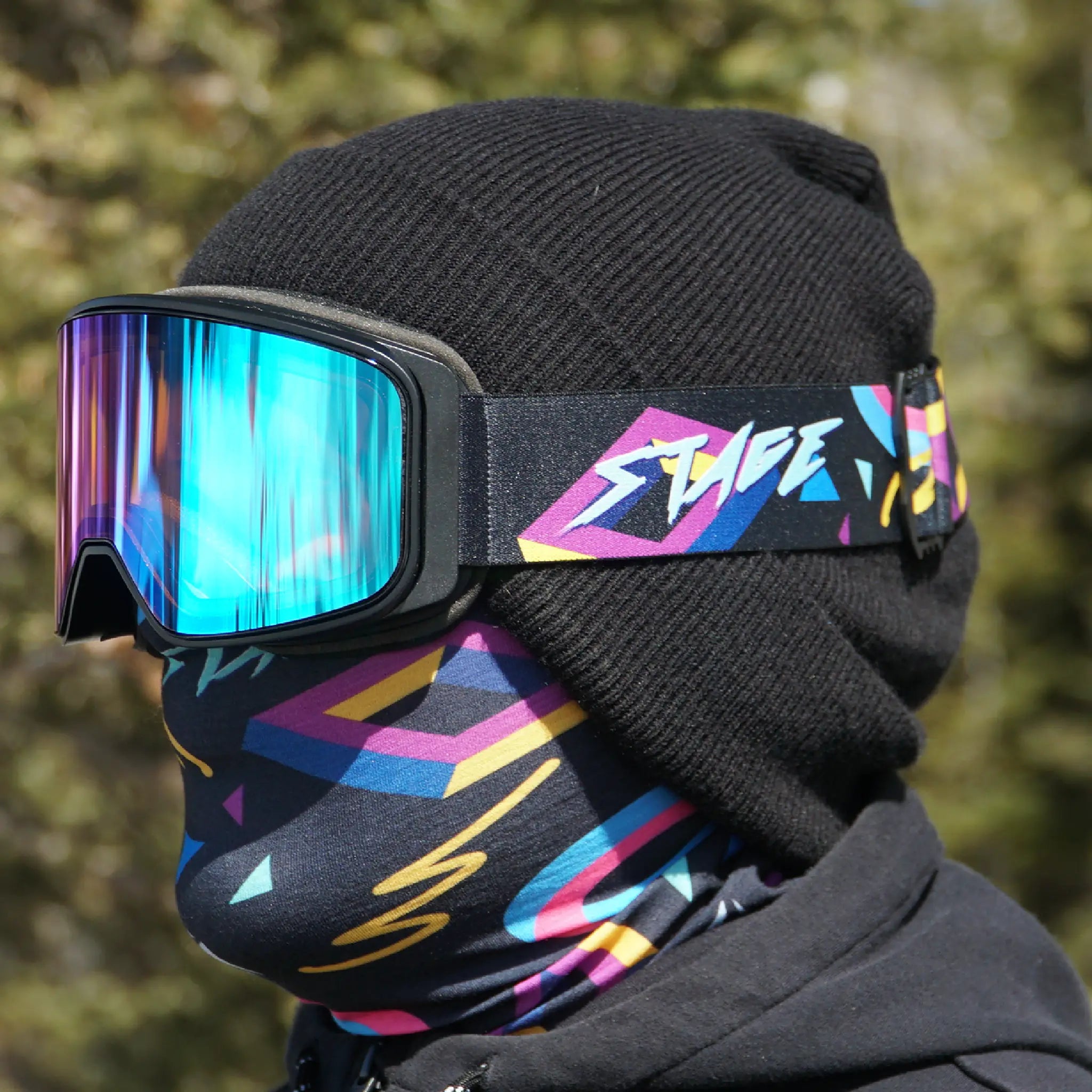 Prop Ski Goggle - Black Frame - Detector Revo Lens - Adult Universal