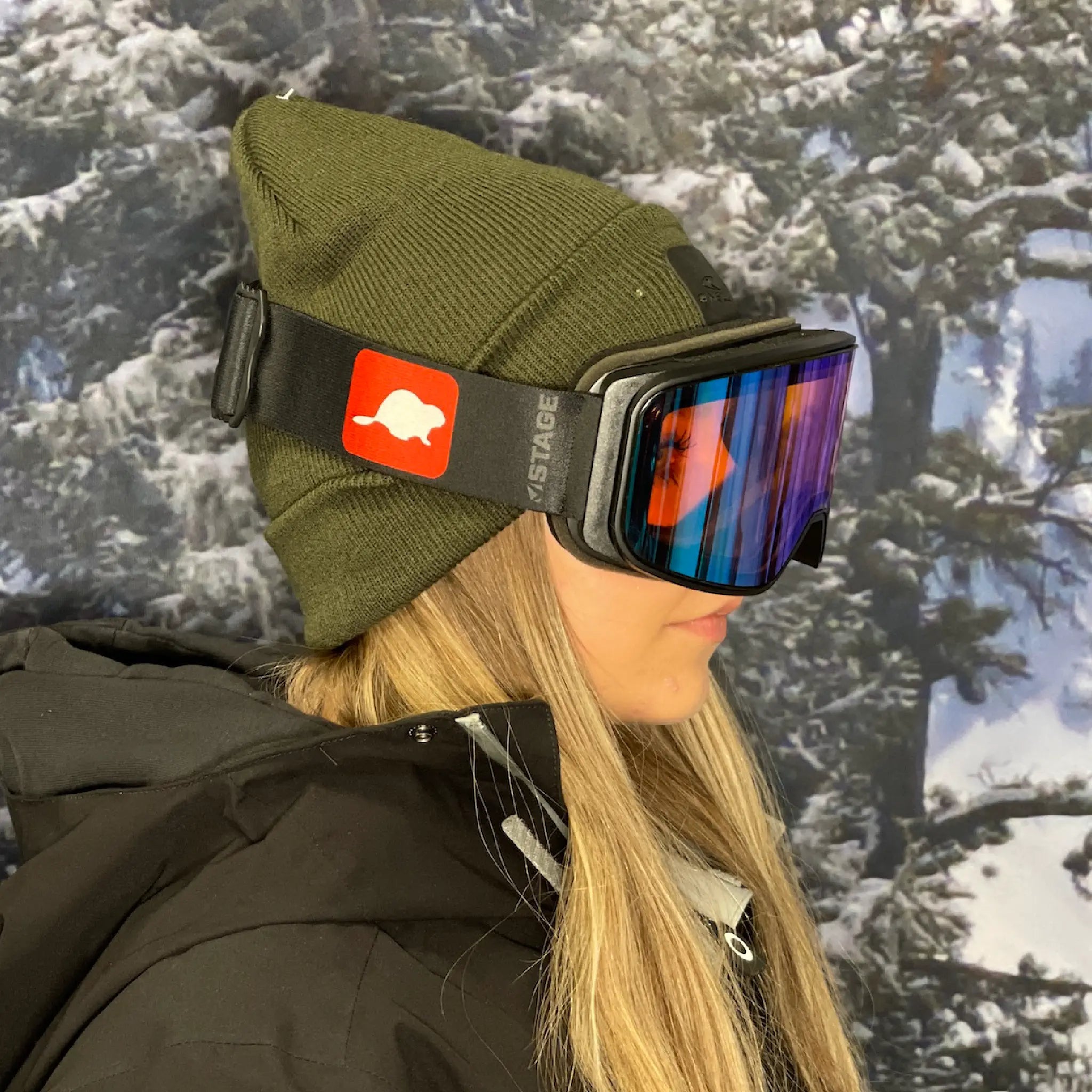 Prop Ski Goggle - Black Frame - Detector Revo Lens - Adult Universal