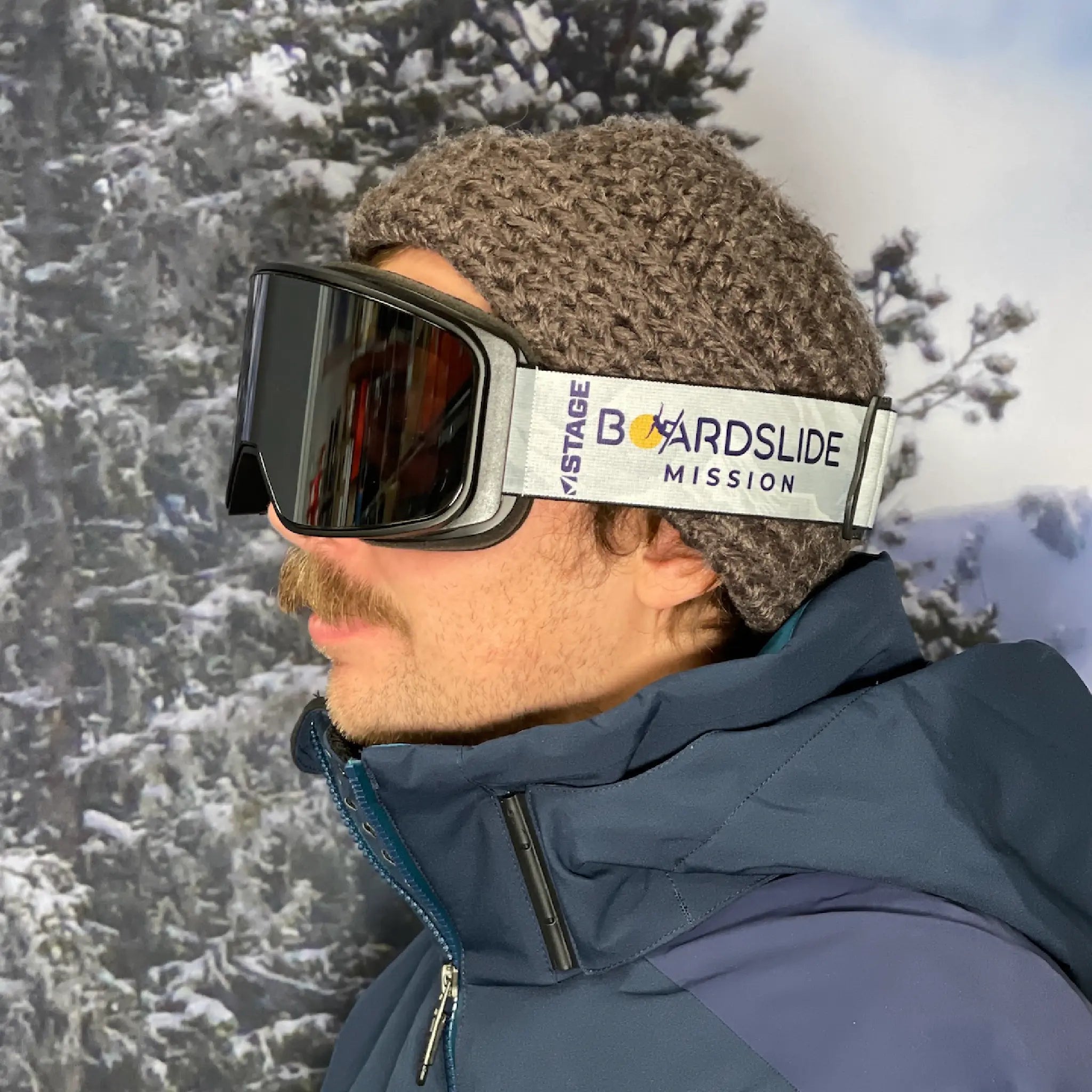 Prop Ski Goggle - Black Frame - Mirror Chrome Smoke Lens - Adult Universal