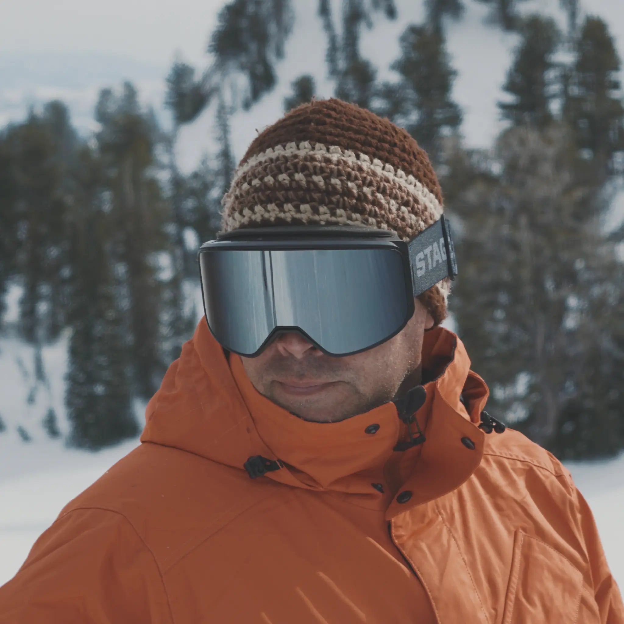 Prop Ski Goggle - Black Frame - Mirror Chrome Smoke Lens - Adult Universal