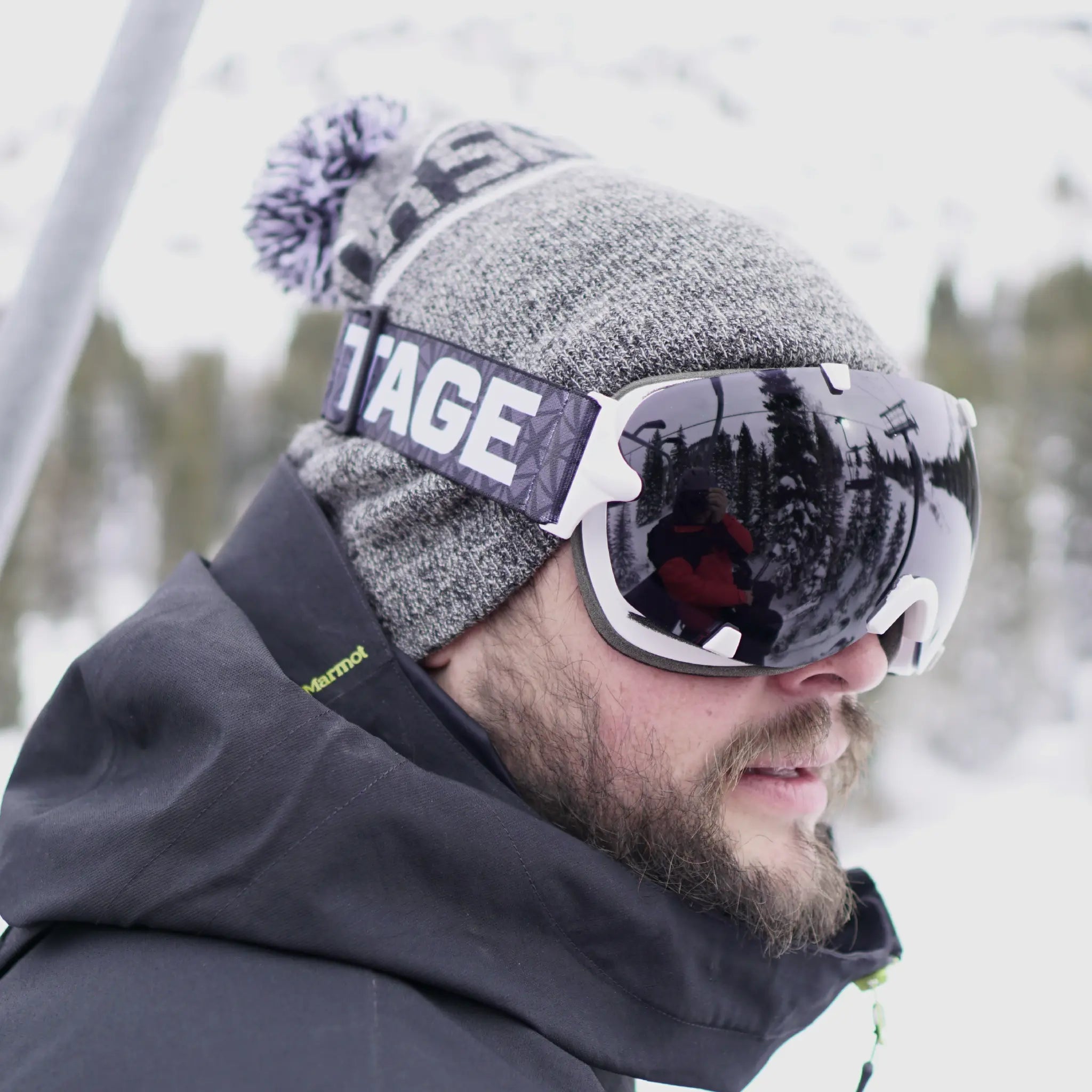 black snowboard helmet white goggles STAGE Stunt Ski Goggle - Black