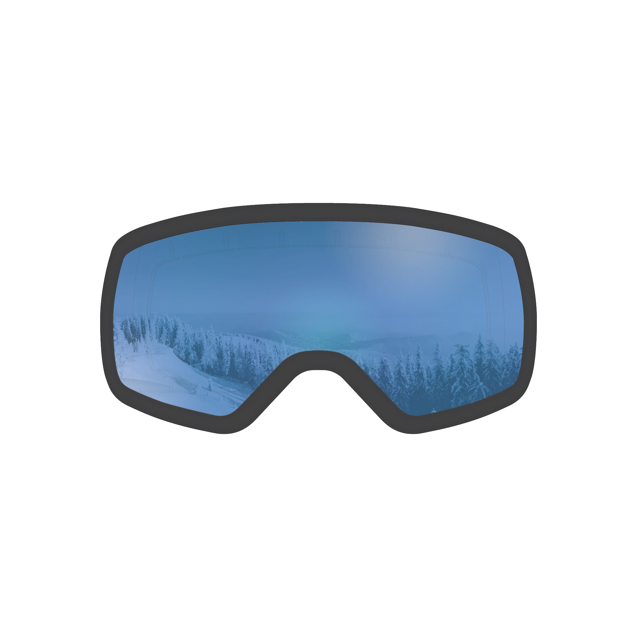 STAGE 8Track Ski Goggle w/ Blue Revo Lens and Black Frame - Fits teens, ages 9 -13. Youth ski goggle.
