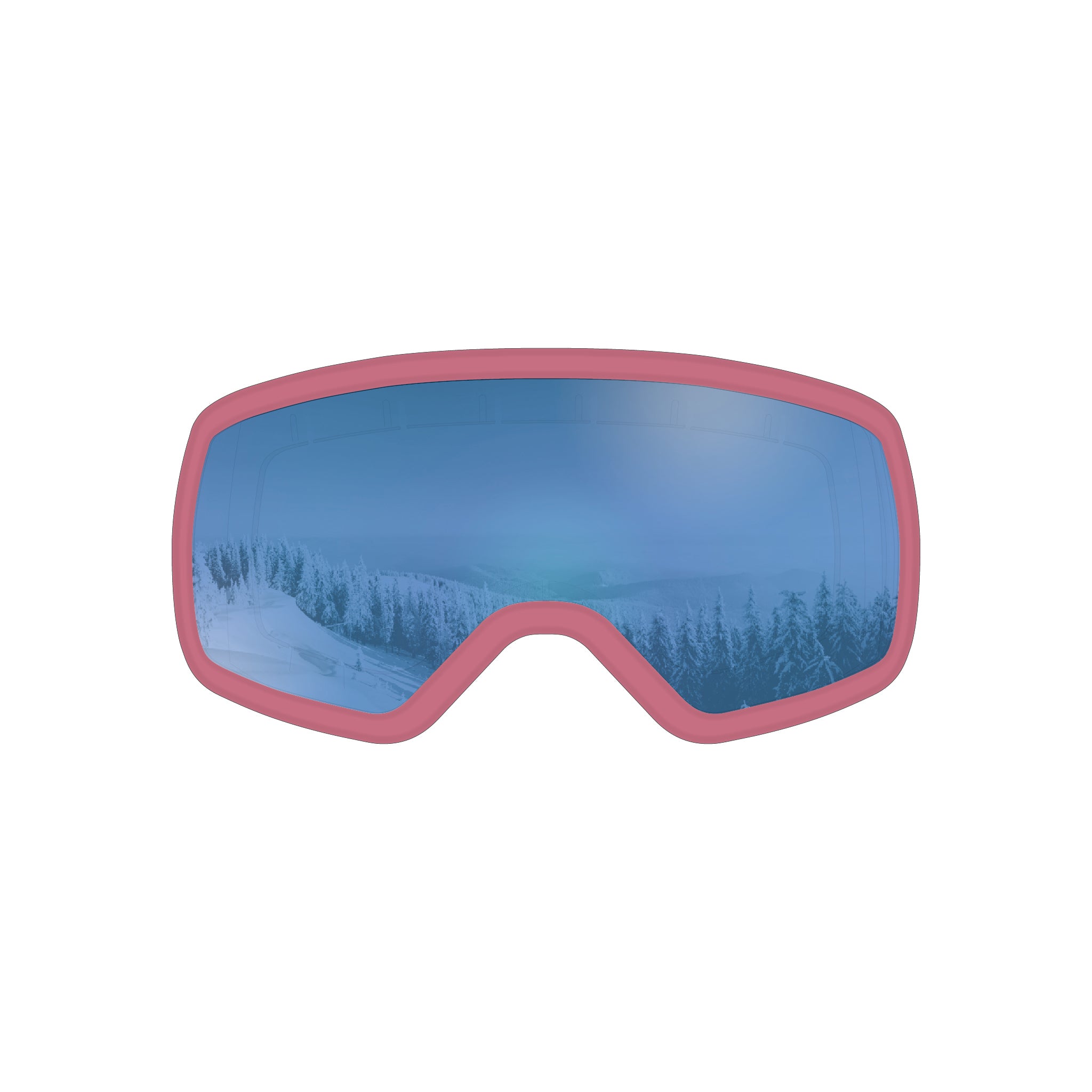 STAGE 8Track Ski Goggle w/ Blue Revo Lens and Pink Frame - Fits teens, ages 9 -13. Youth ski goggle.