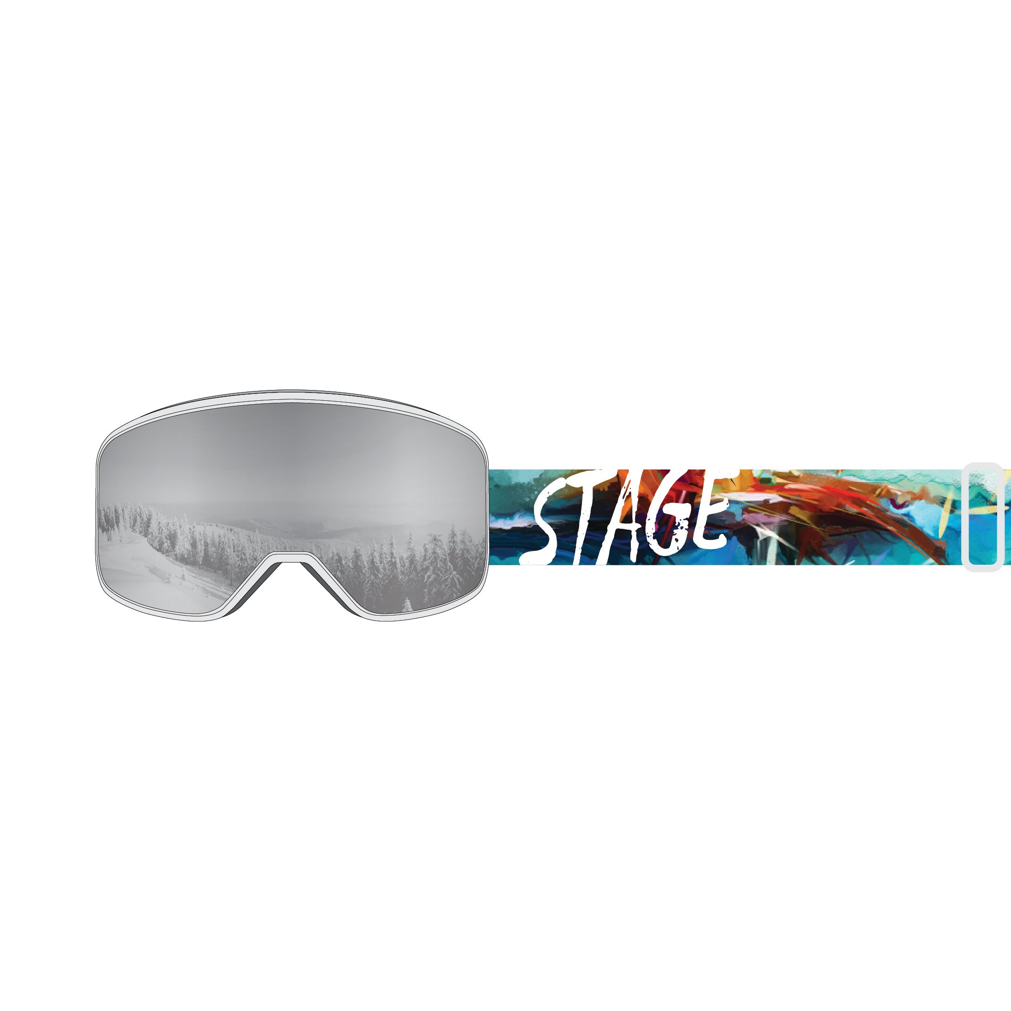 STAGE Prop Ski Goggle - Abstract Strap w/ Mirror Chrome Revo Lens