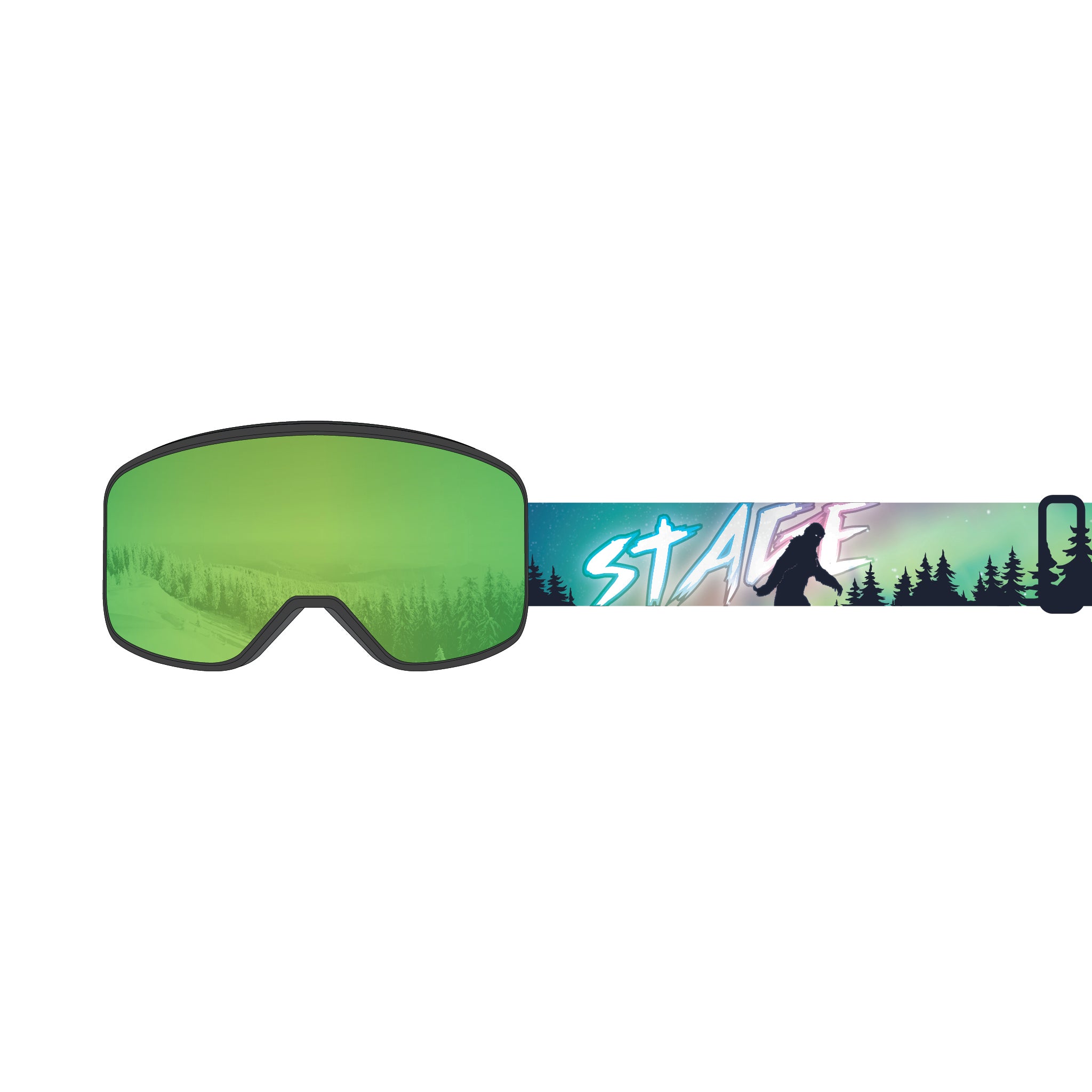 STAGE Prop Ski Goggle - Disco Yeti w/ Green Revo Lens