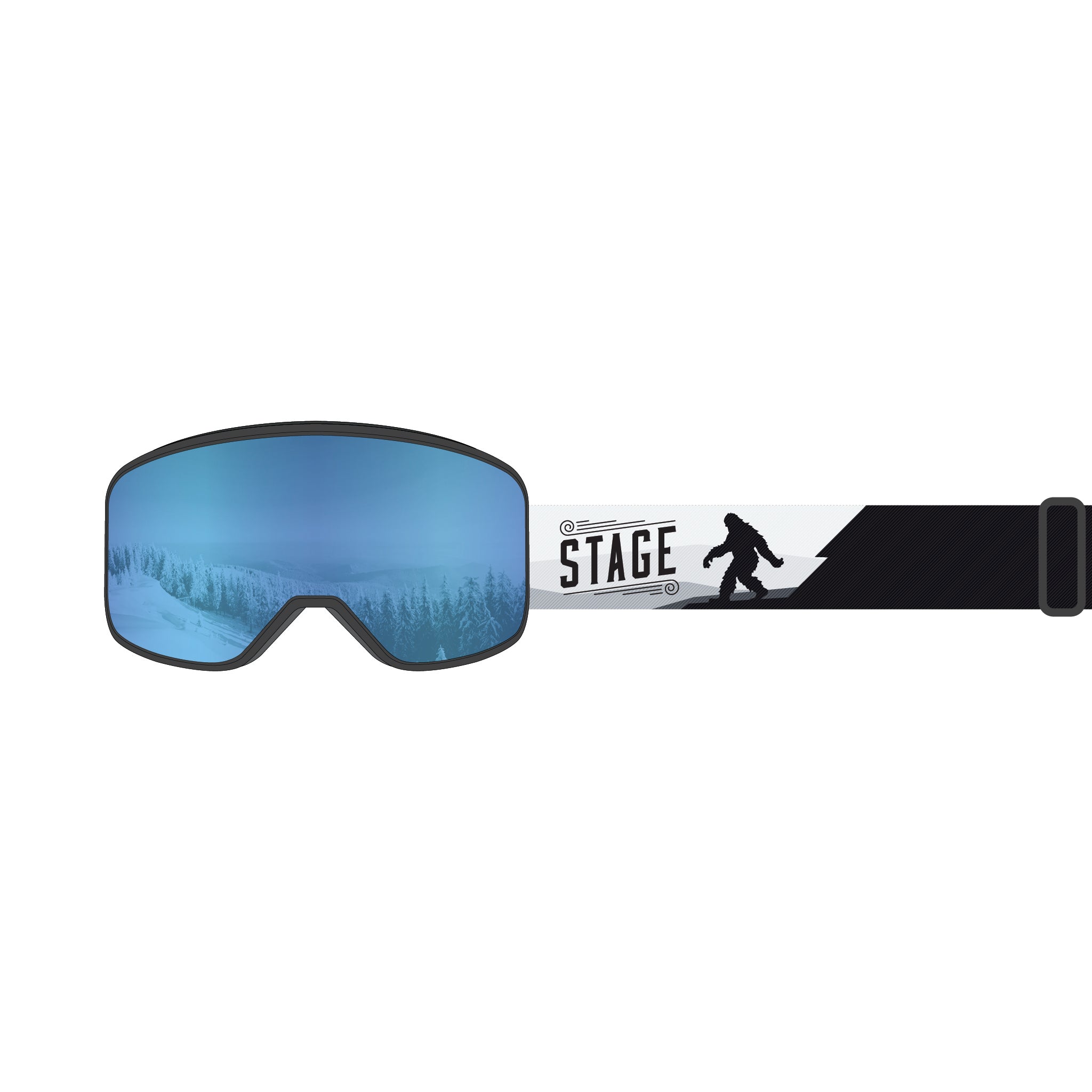 STAGE Prop Ski Goggle - Fade 2 Black w/ Blue Revo Lens