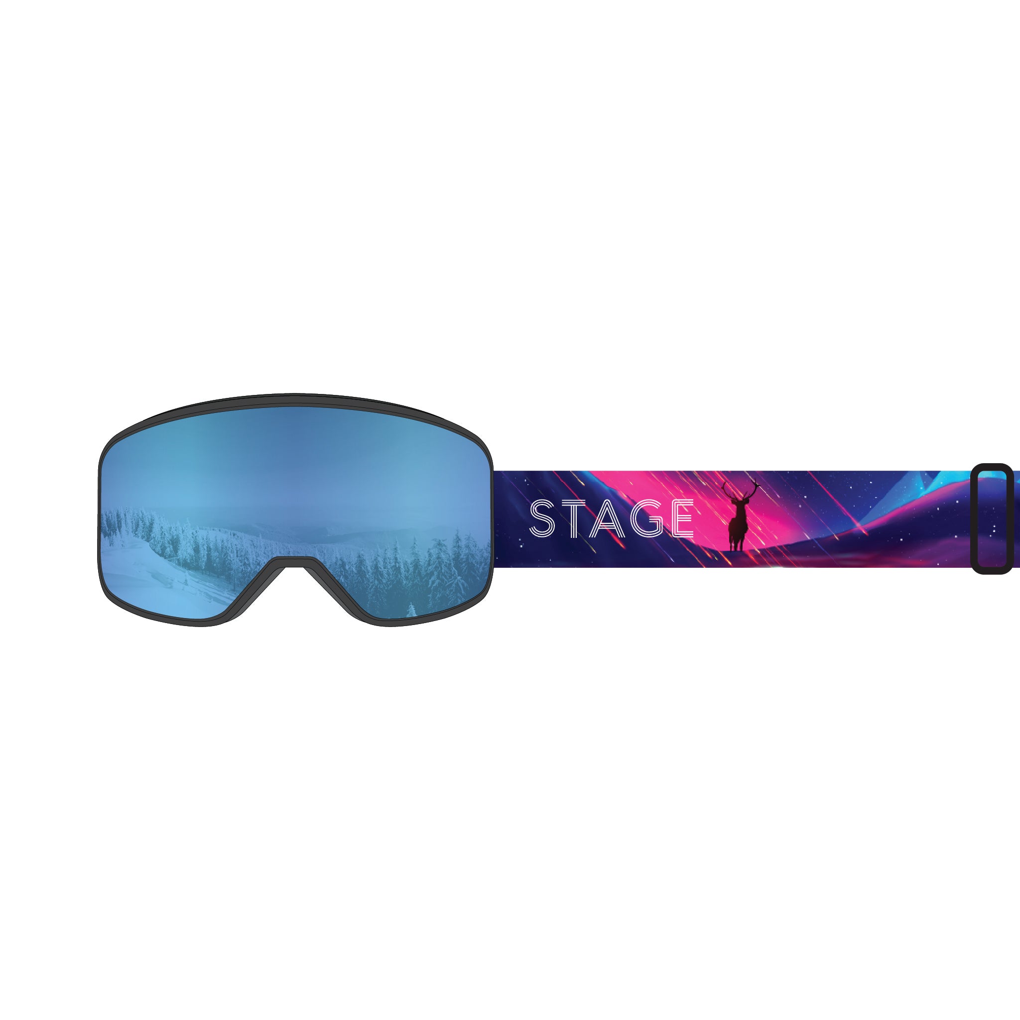STAGE Prop Ski Goggle - Neon Rain w/ Blue Revo Lens