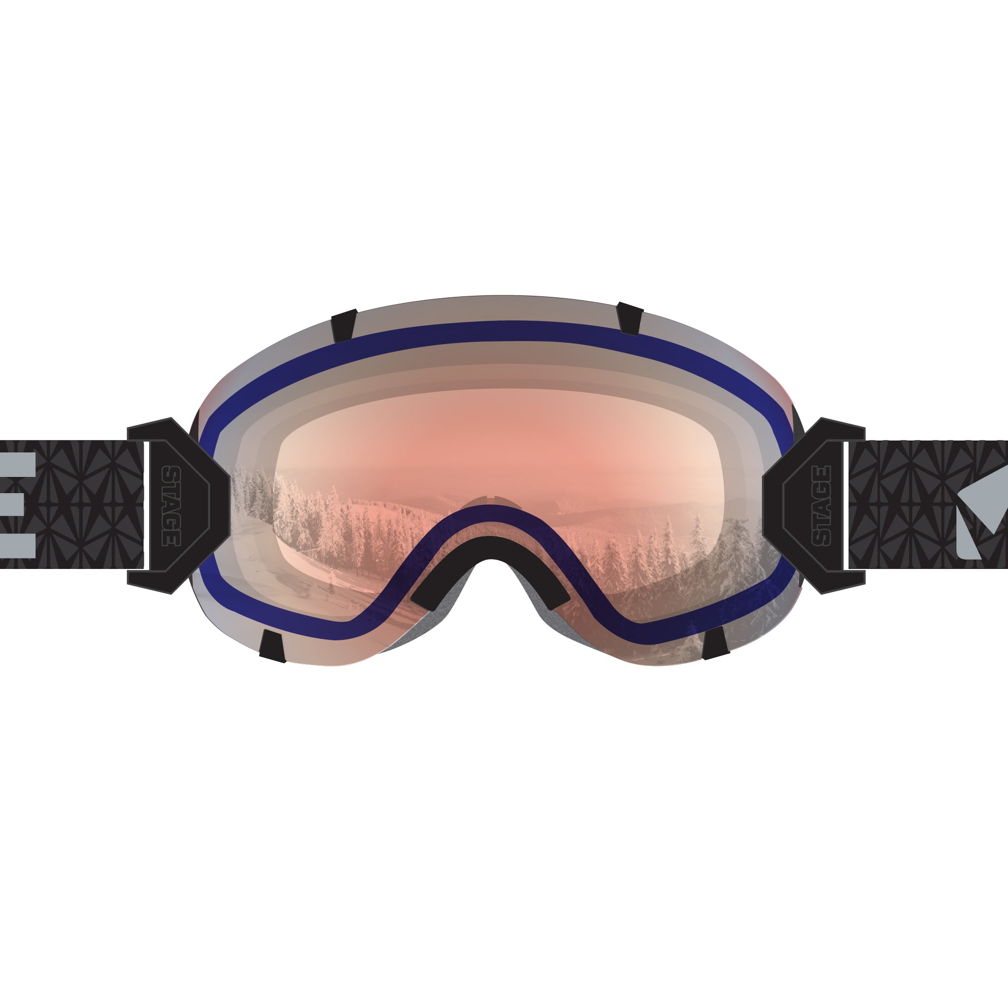 Stunt and Lens - STAGE Strap Goggle Interchangeable Black Ski -