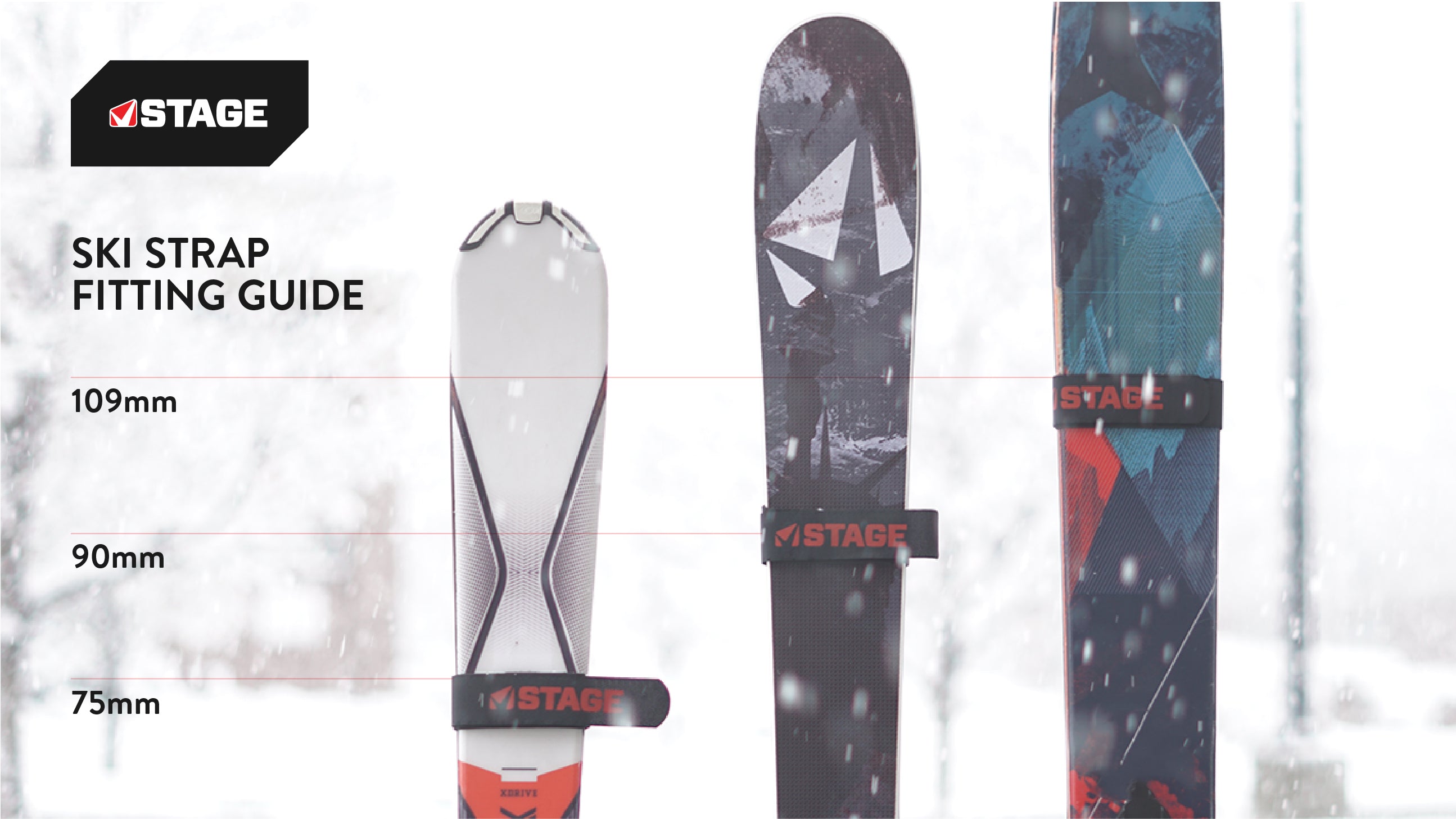 Ski Straps - Pair - Fits Narrow and Powder Skis