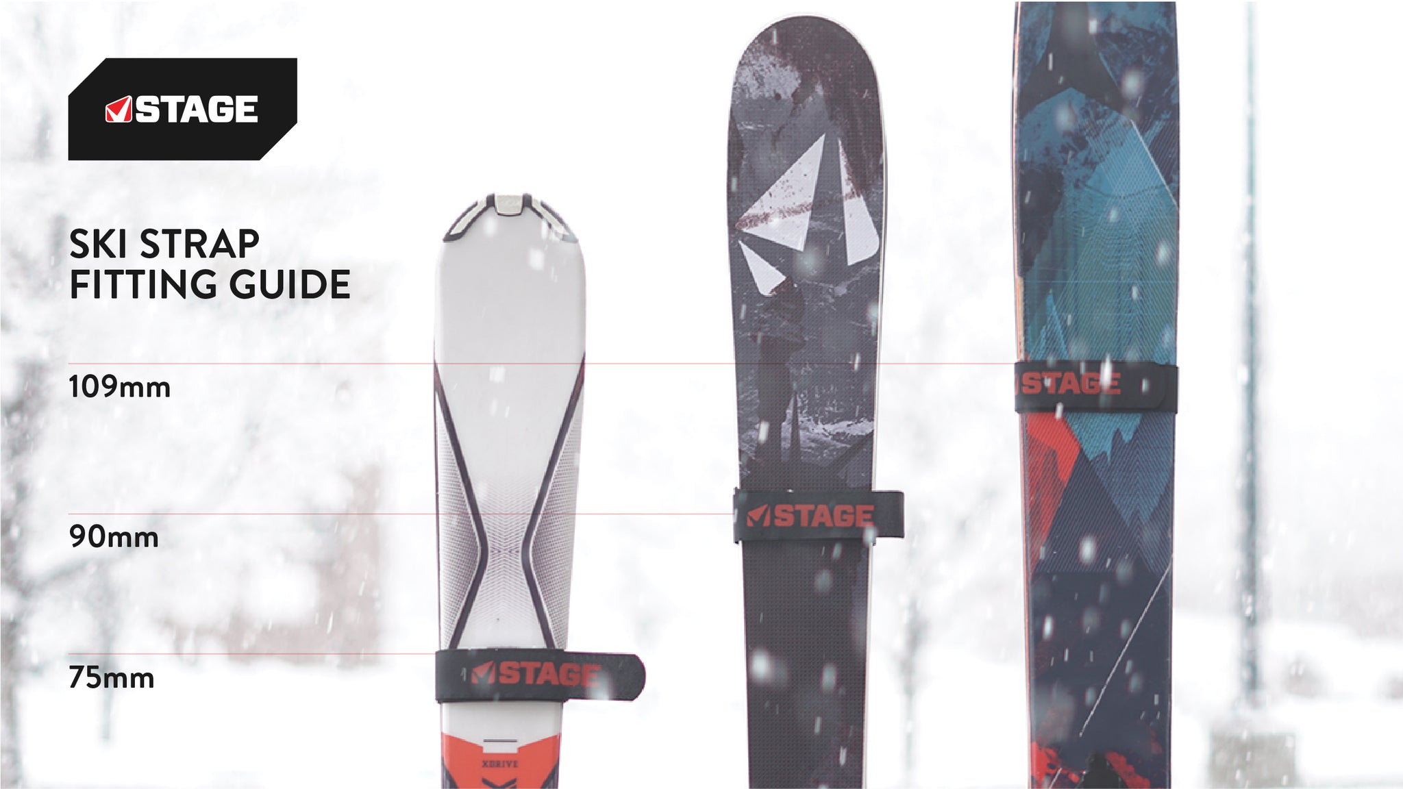 Ski Straps - Pair - Fits Narrow and Powder Skis