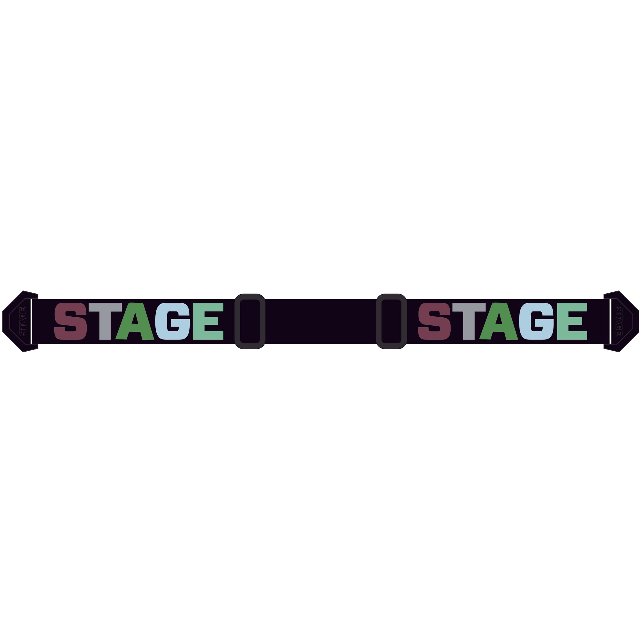 STAGE Black Multi-Color Logo Strap - Stunt Goggle Strap