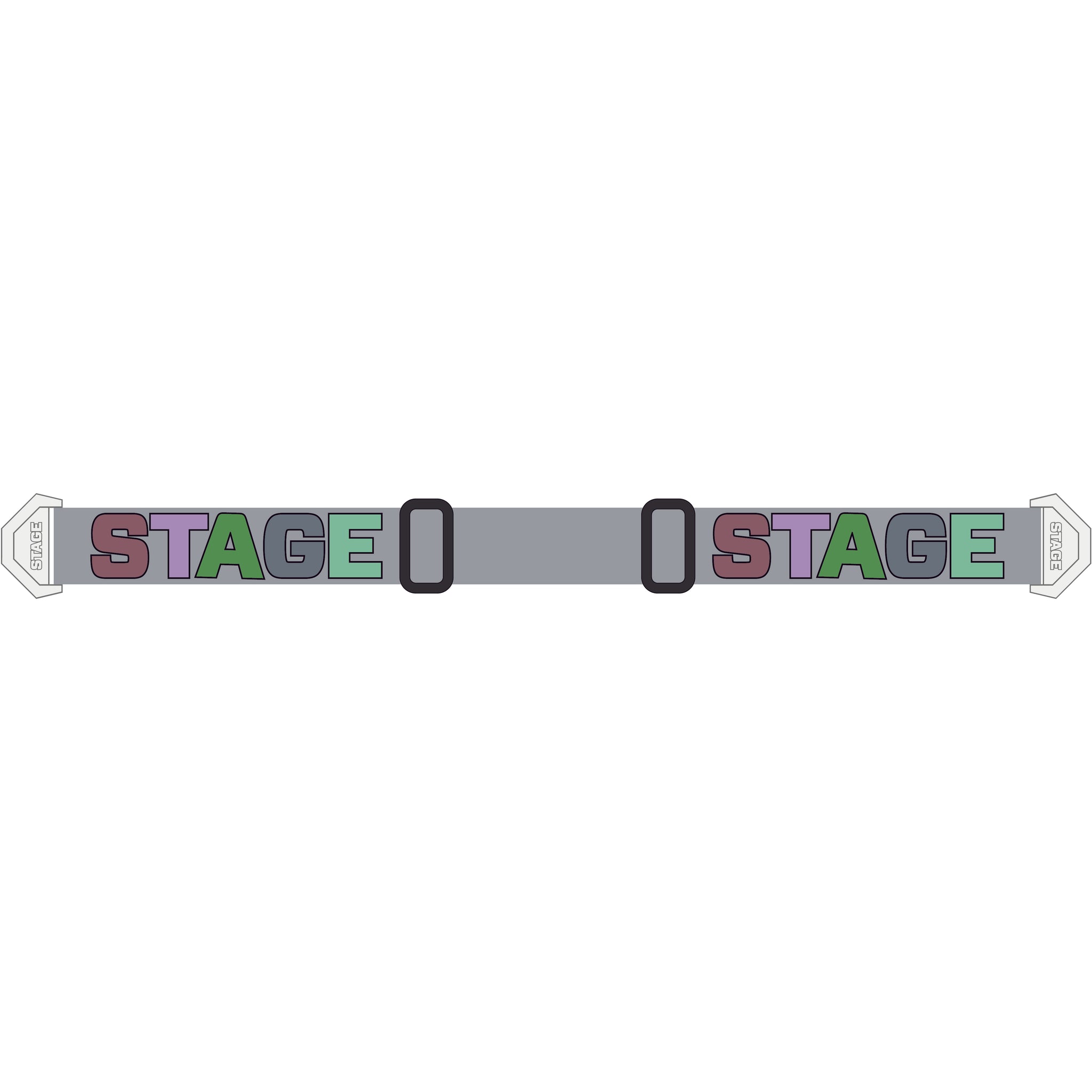 STAGE Grey Multi-Color Logo Strap - Stunt Goggle Strap