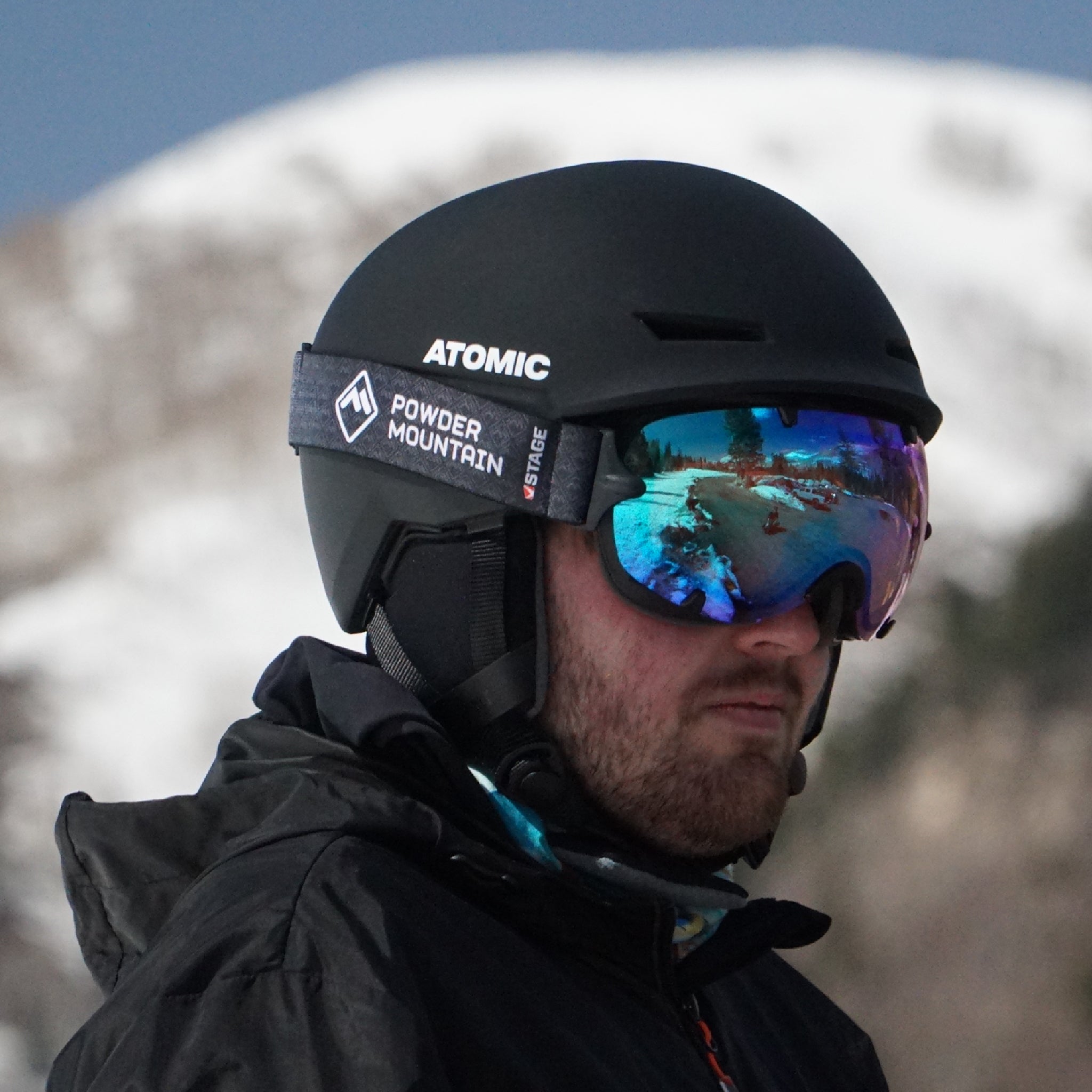STAGE Stunt Ski Goggle - Black Frame w/ Detector Revo Lens - Custom Ski Goggle - Powder Mountain Snow Goggle