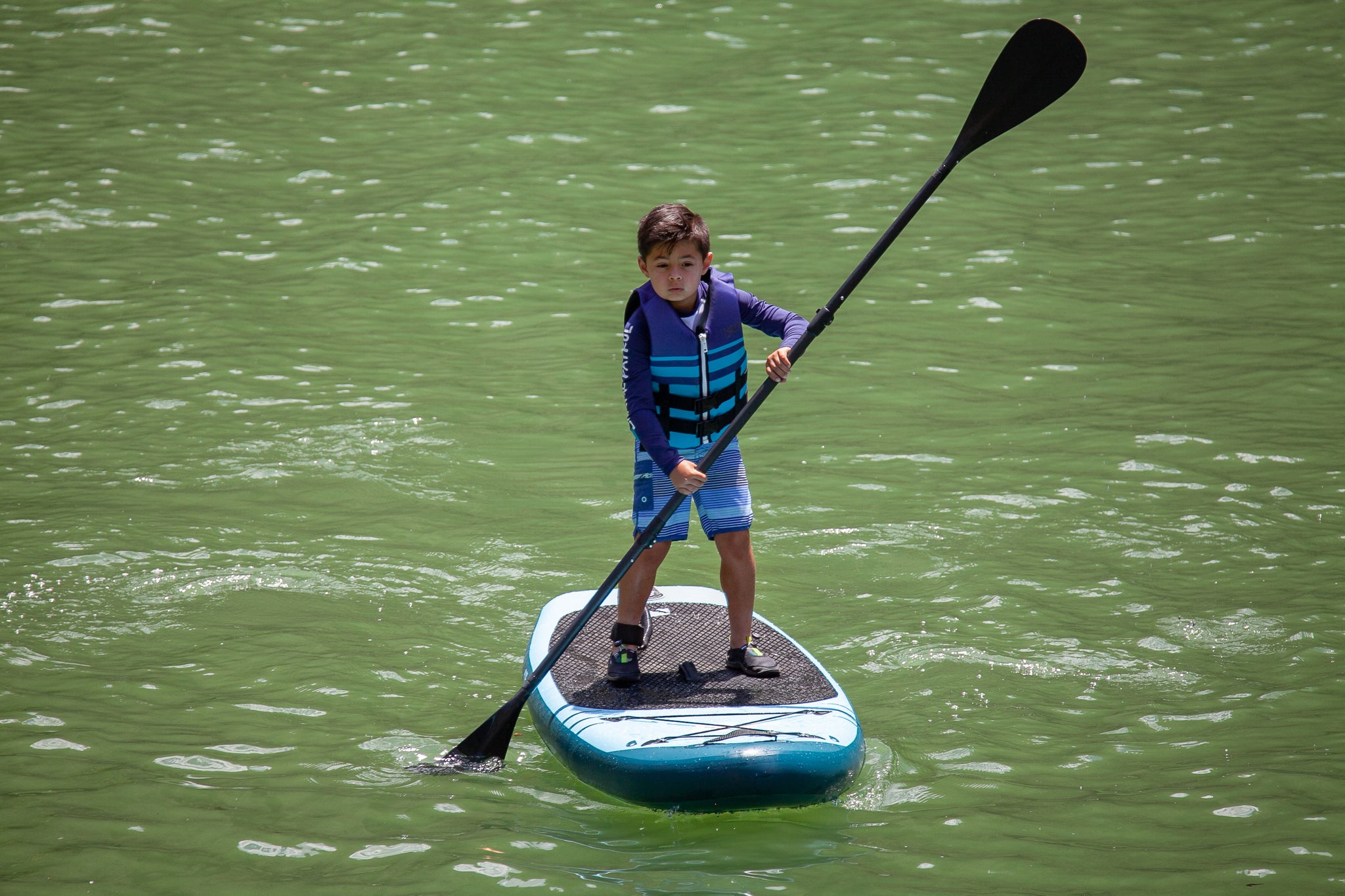 J8 Cruiser Shark - Jr. Inflatable Stand-Up Paddleboard - (Best for Under 80lbs) - SUP Board Package