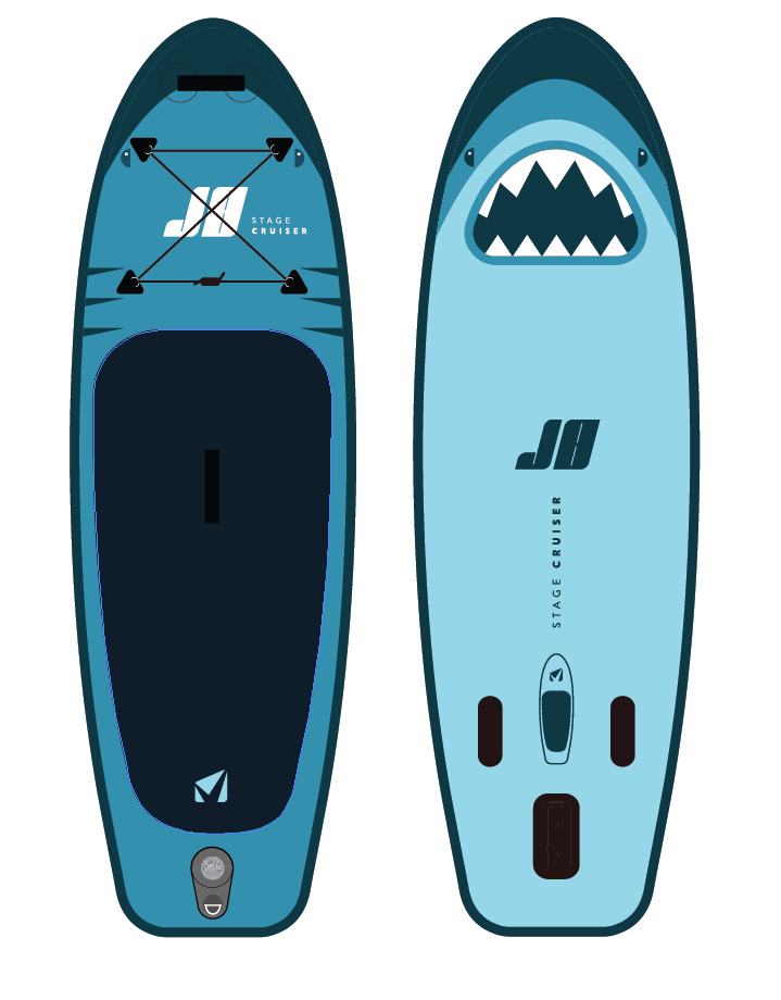 J8 Cruiser Shark - Jr. Inflatable Stand-Up Paddleboard - (Best for Under 80lbs) - SUP Board Package